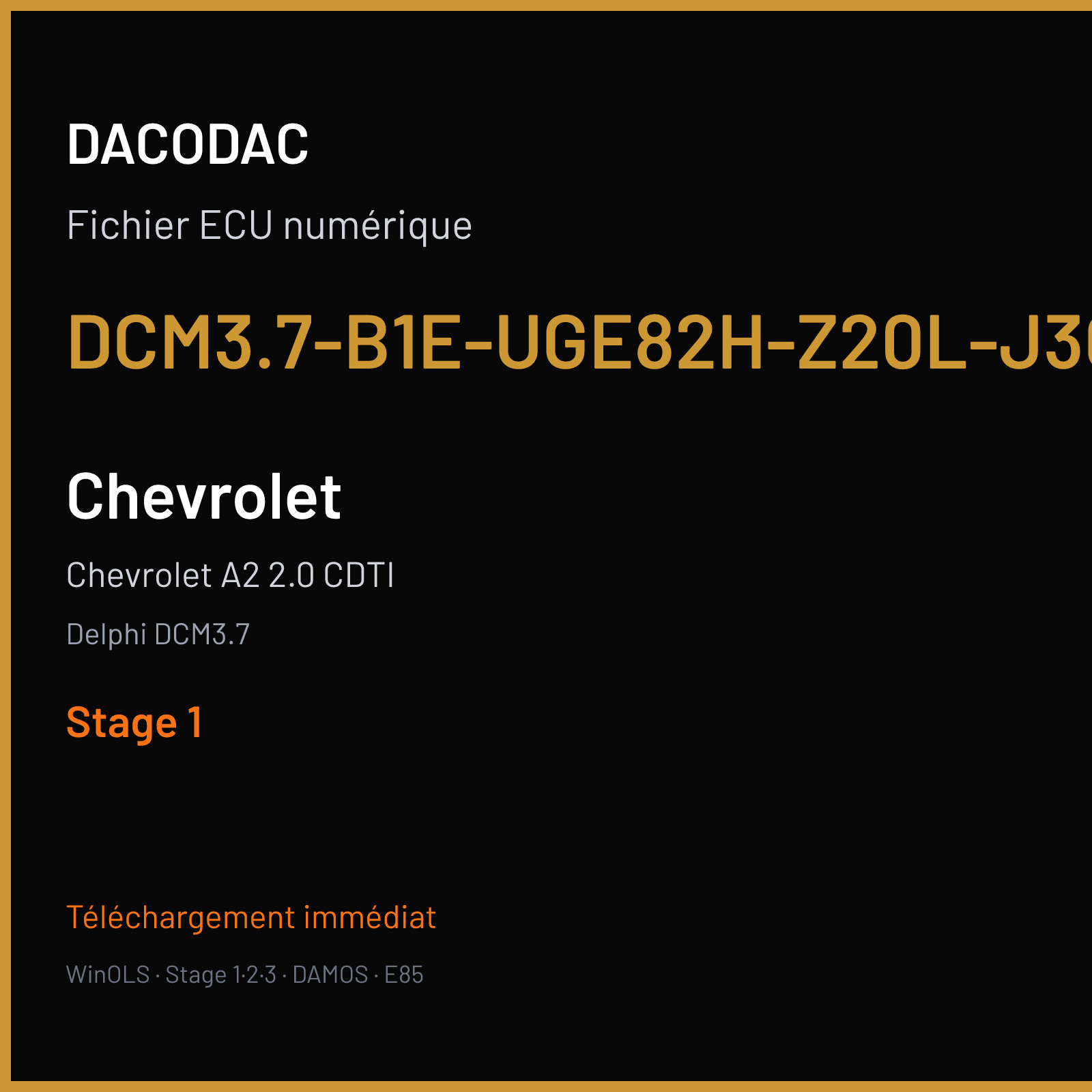 Chevrolet A2 2.0 CDTI — Delphi DCM3.7 — DCM3.7-B1E-UGE82H-Z20L-J300S-11AL-A2-G-A120215 — Stage 1