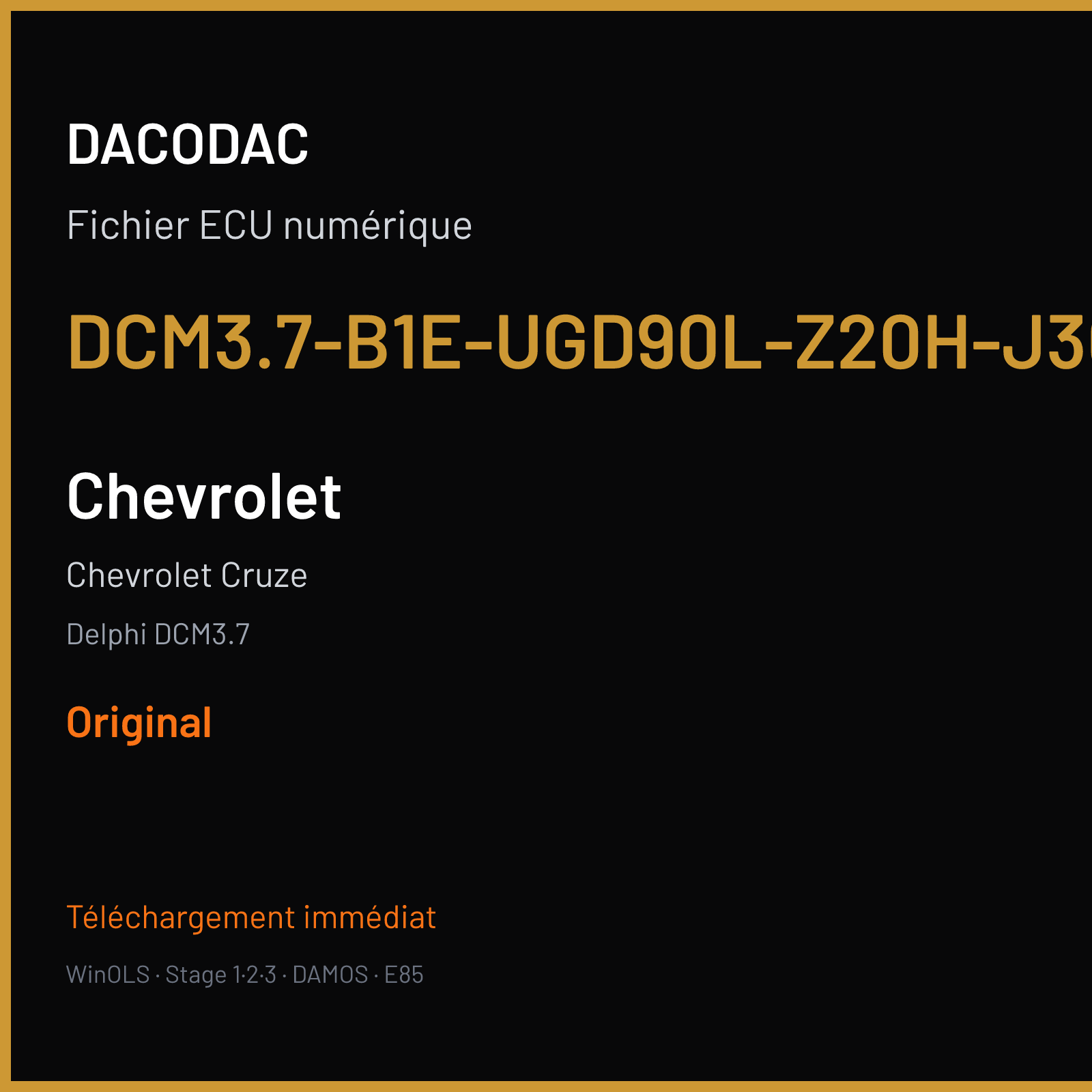 Chevrolet Cruze (2015) — Delphi DCM3.7 — DCM3.7-B1E-UGD90L-Z20H-J308S-13NEU-M2-D-MZ20502 — Original