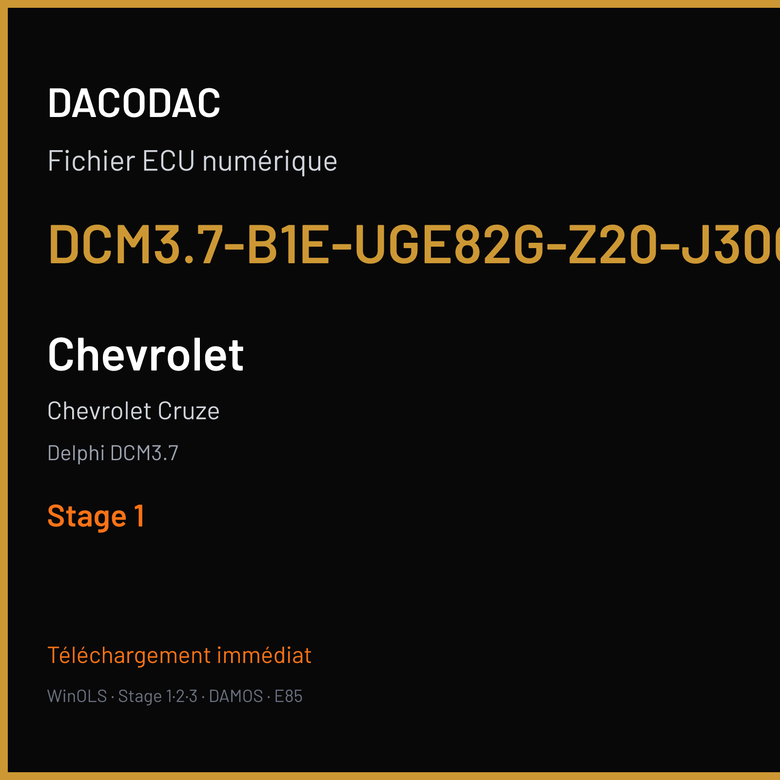 Chevrolet Cruze (2012) — Delphi DCM3.7 — DCM3.7-B1E-UGE82G-Z20-J300-M2-118-V-DE-T-G-110810 — Stage 1