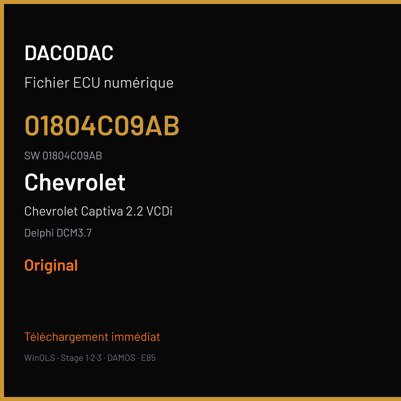 Chevrolet Captiva 2.2 VCDi 184 ch (2013) — Delphi DCM3.7 — 01804C09AB · 01804C09AB · DCM3.7-B1E-UGE82G-Z22-C140-A4-132-N-DE-P-A-110905 — Original