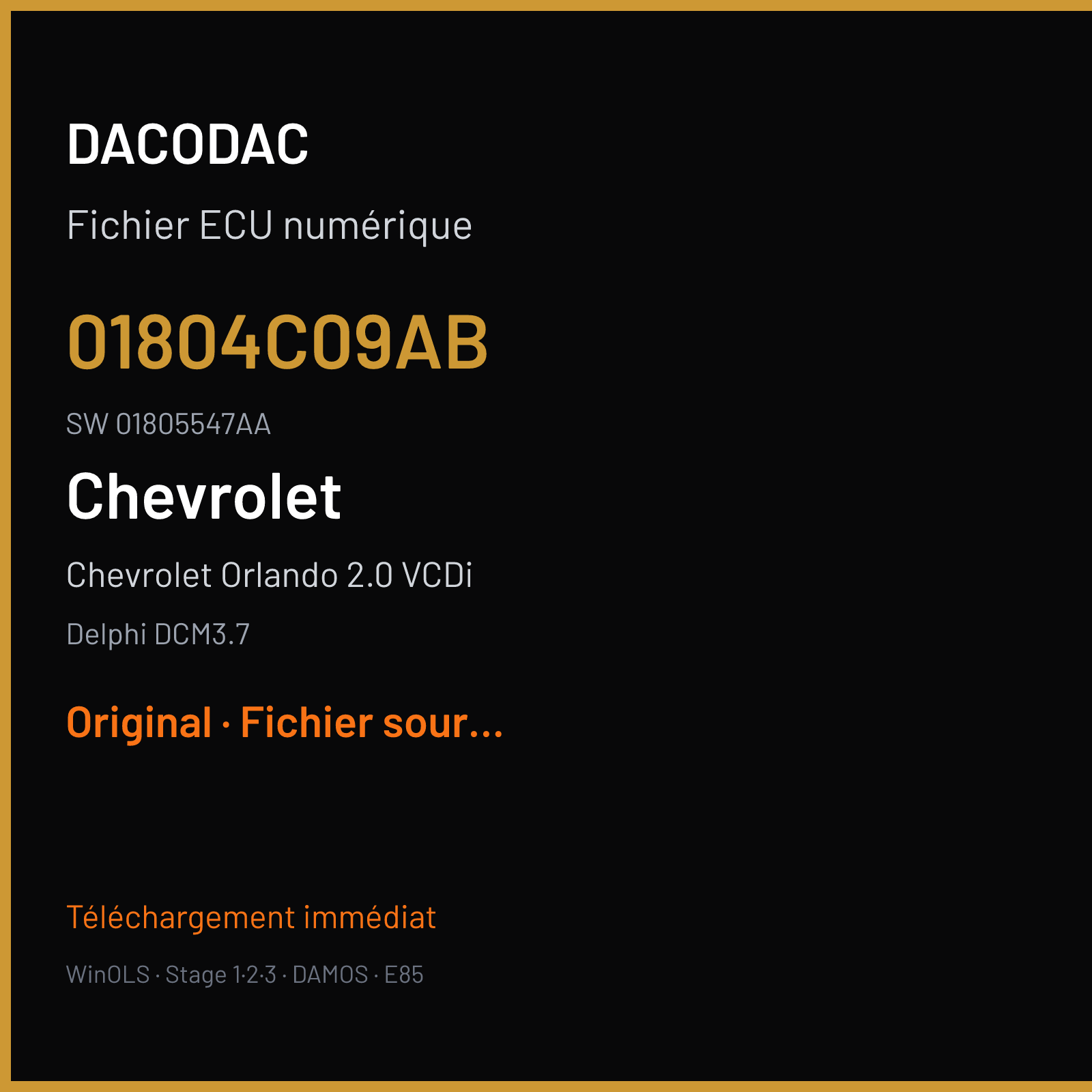 Chevrolet Orlando 2.0 VCDi (2013) — Delphi DCM3.7 — 01804C09AB · 01805547AA — Original