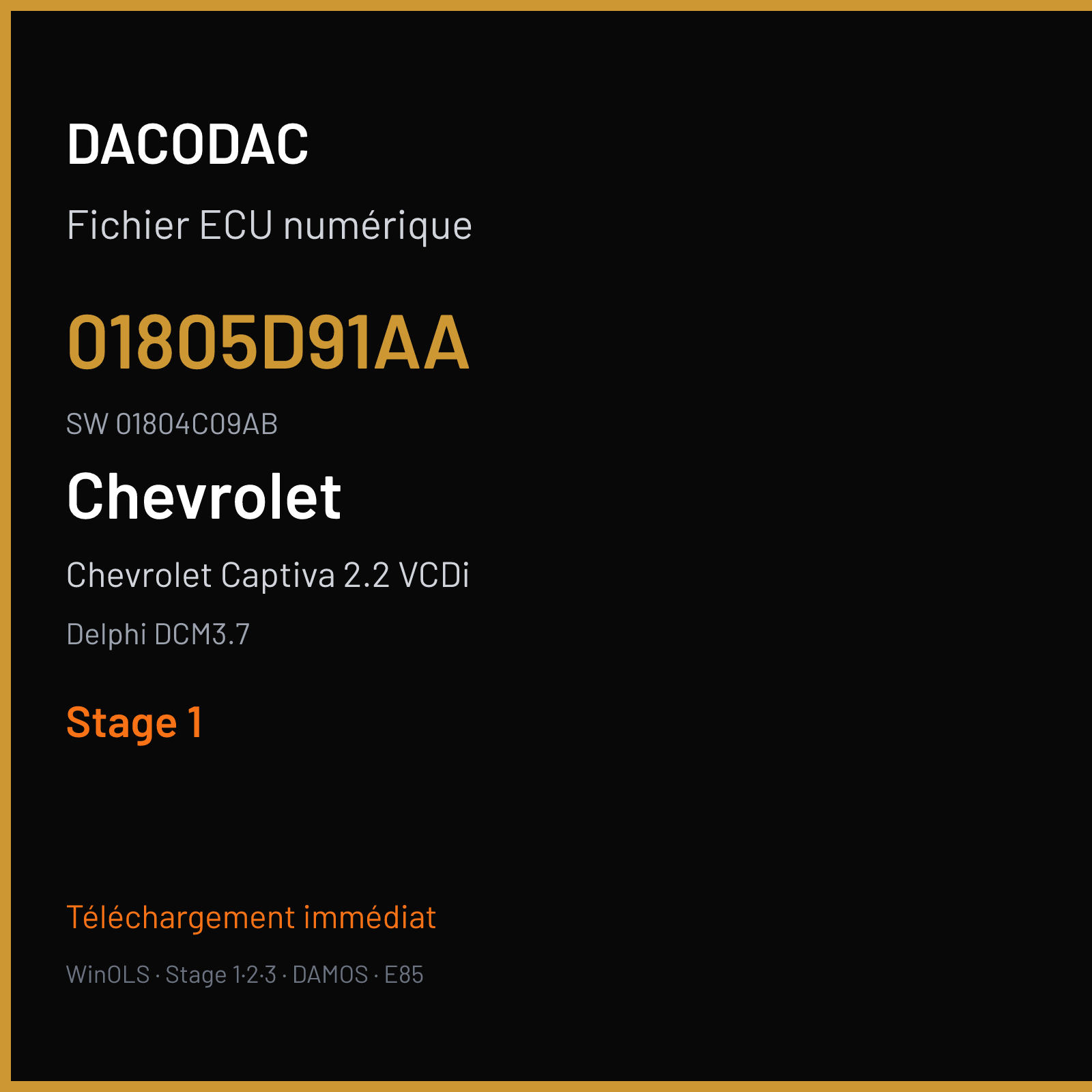 Chevrolet Captiva 2.2 VCDi 163 ch (2011) — Delphi DCM3.7 — 01805D91AA · 01804C09AB · DCM3.7-B1E-UGE82J-Z22-C140-M2-118-N-DE-P-Z-120424 — Stage 1