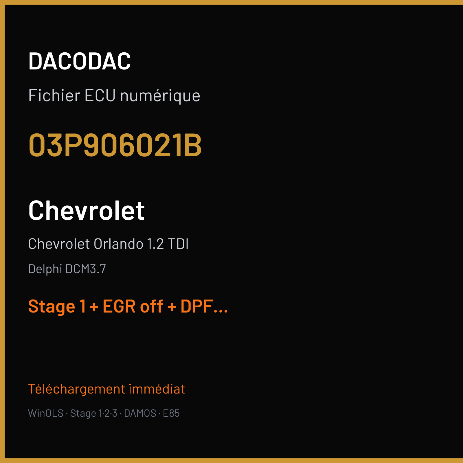 Chevrolet Orlando 1.2 TDI — Delphi DCM3.7 — 03P906021B — Stage 1 + EGR off + DPF off
