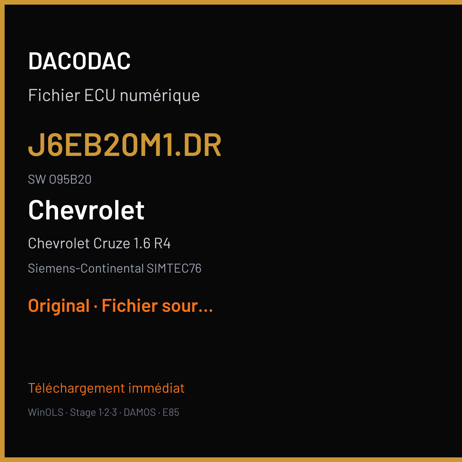Chevrolet Cruze 1.6 R4 (2010) — Siemens-Continental SIMTEC76 — J6EB20M1.DR · O95B20 — Original