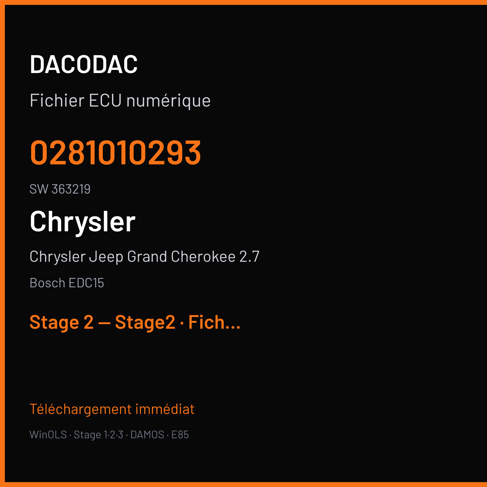 Chrysler Jeep Grand Cherokee 2.7 (2001) — Bosch EDC15 — 0281010293 · 363219 — Stage 2 — Stage2