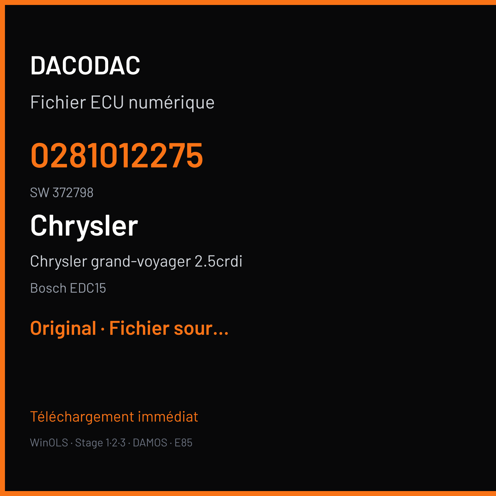 Chrysler grand-voyager 2.5crdi (2005) — Bosch EDC15 — 0281012275 · 372798 — Original