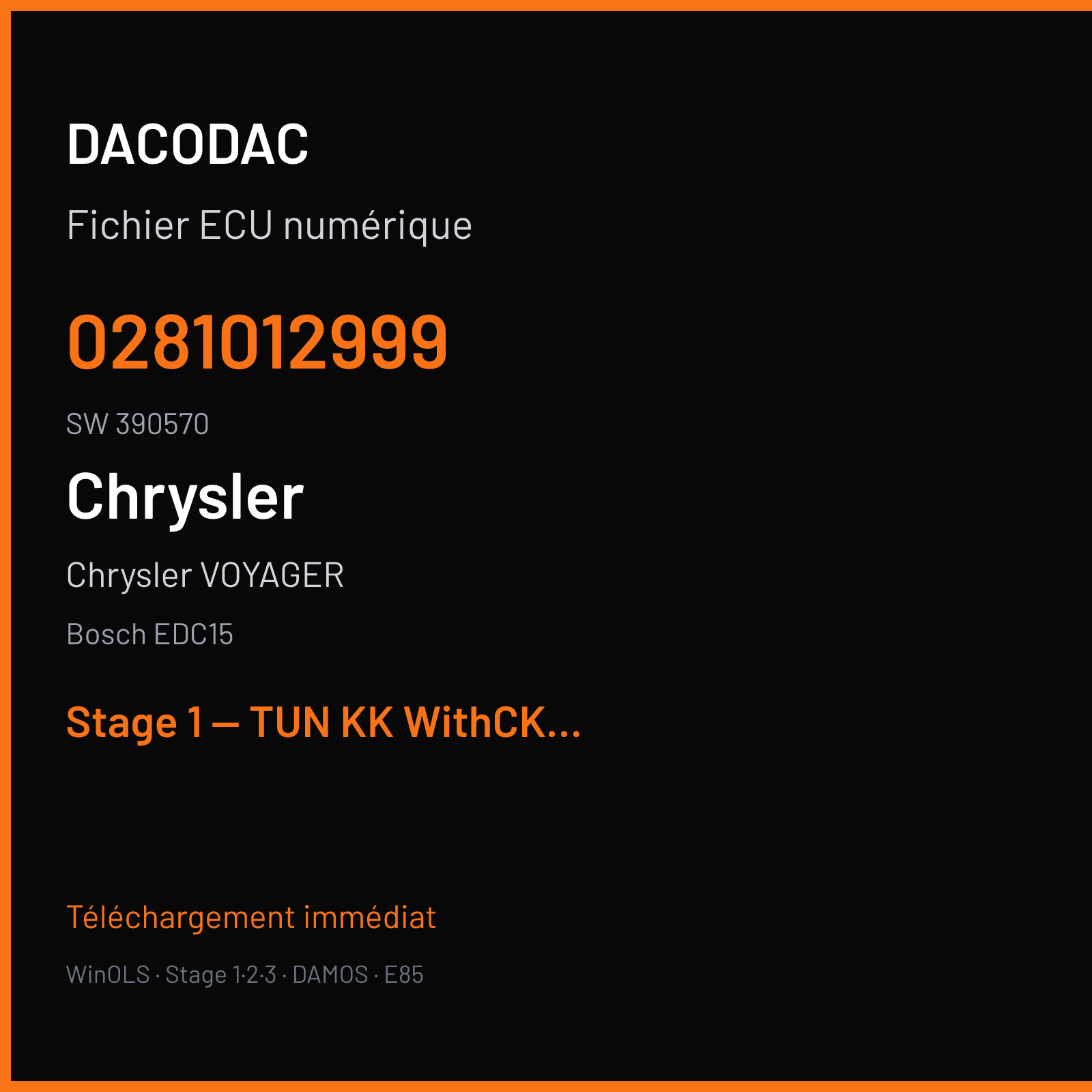 Chrysler VOYAGER (2009) — Bosch EDC15 — 0281012999 · 390570 — Stage 1 — TUN KK WithCKS OK