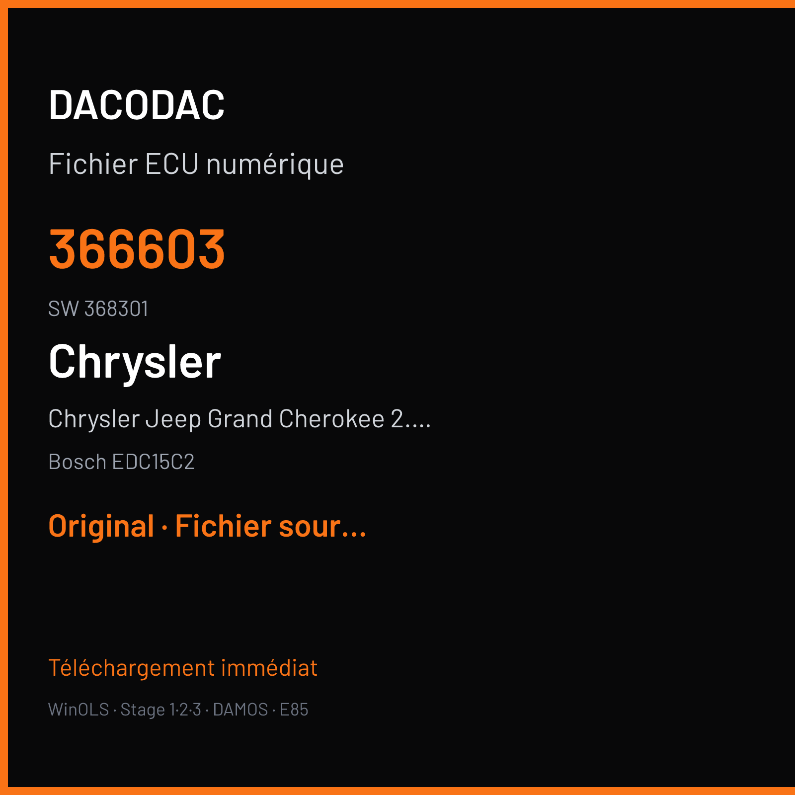 Chrysler Jeep Grand Cherokee 2.8CRD (2005) — Bosch EDC15C2 — 366603 · 368301 — Original