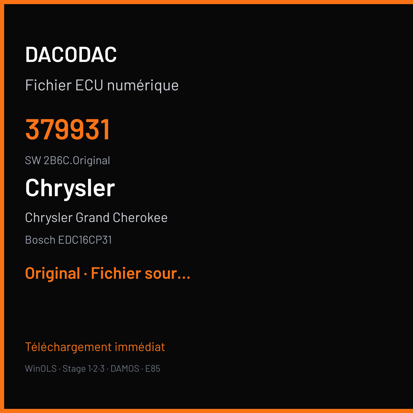 Chrysler Grand Cherokee 218 ch (2006) — Bosch EDC16CP31 — 379931 · 2B6C.Original — Original
