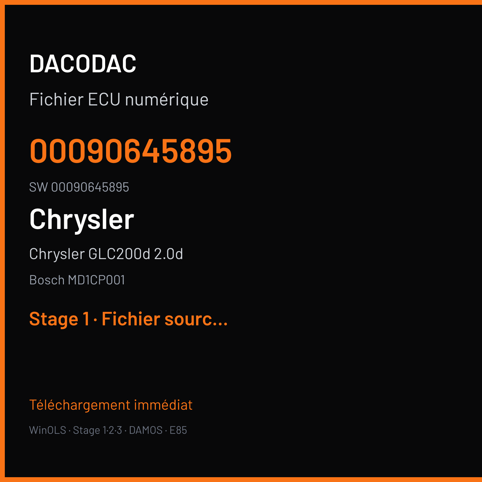Chrysler GLC200d 2.0d 163 ch (2001) — Bosch MD1CP001 — 00090645895 · 00090645895 · 559020 — Stage 1