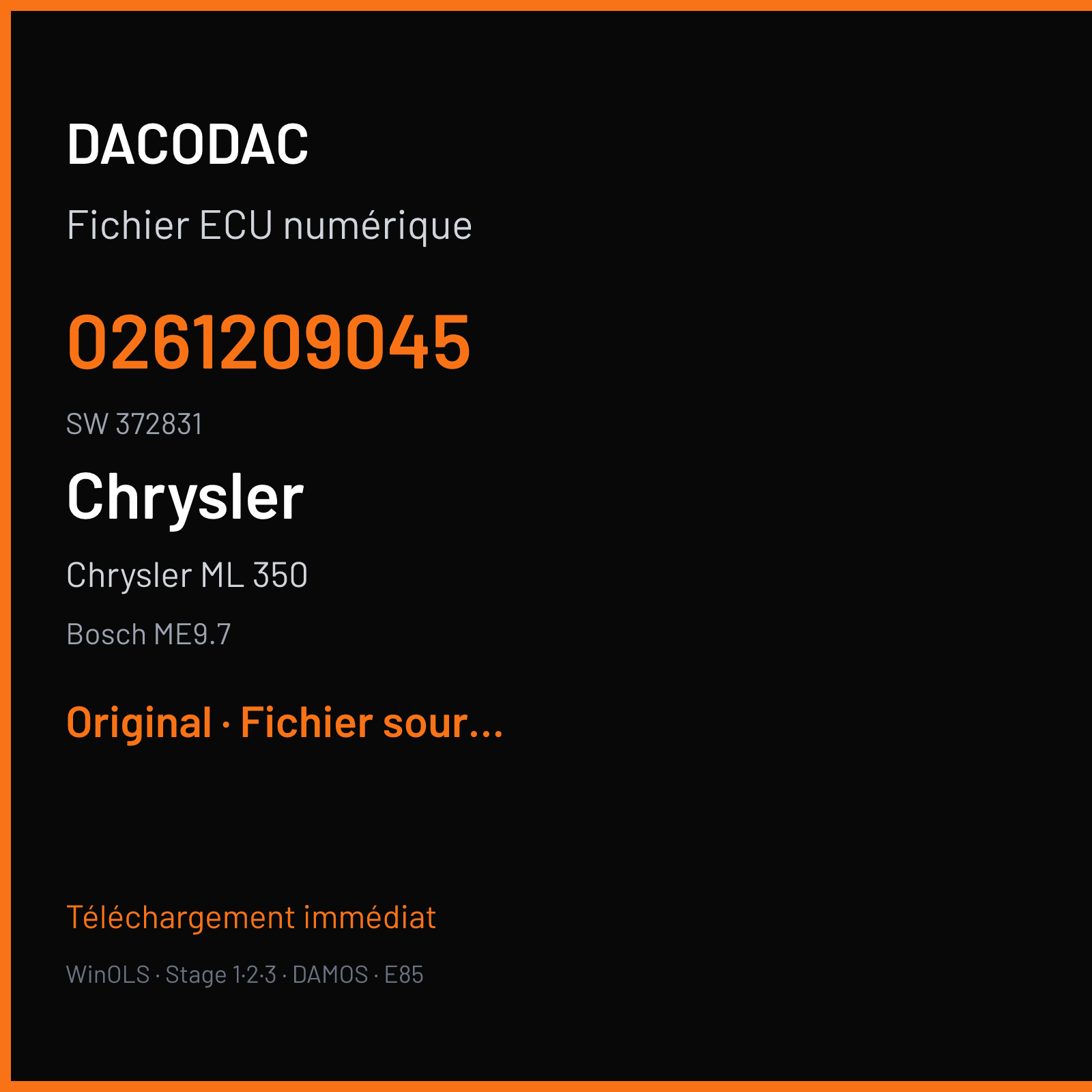 Chrysler ML 350 272 ch (2005) — Bosch ME9.7 — 0261209045 · 372831 — Original