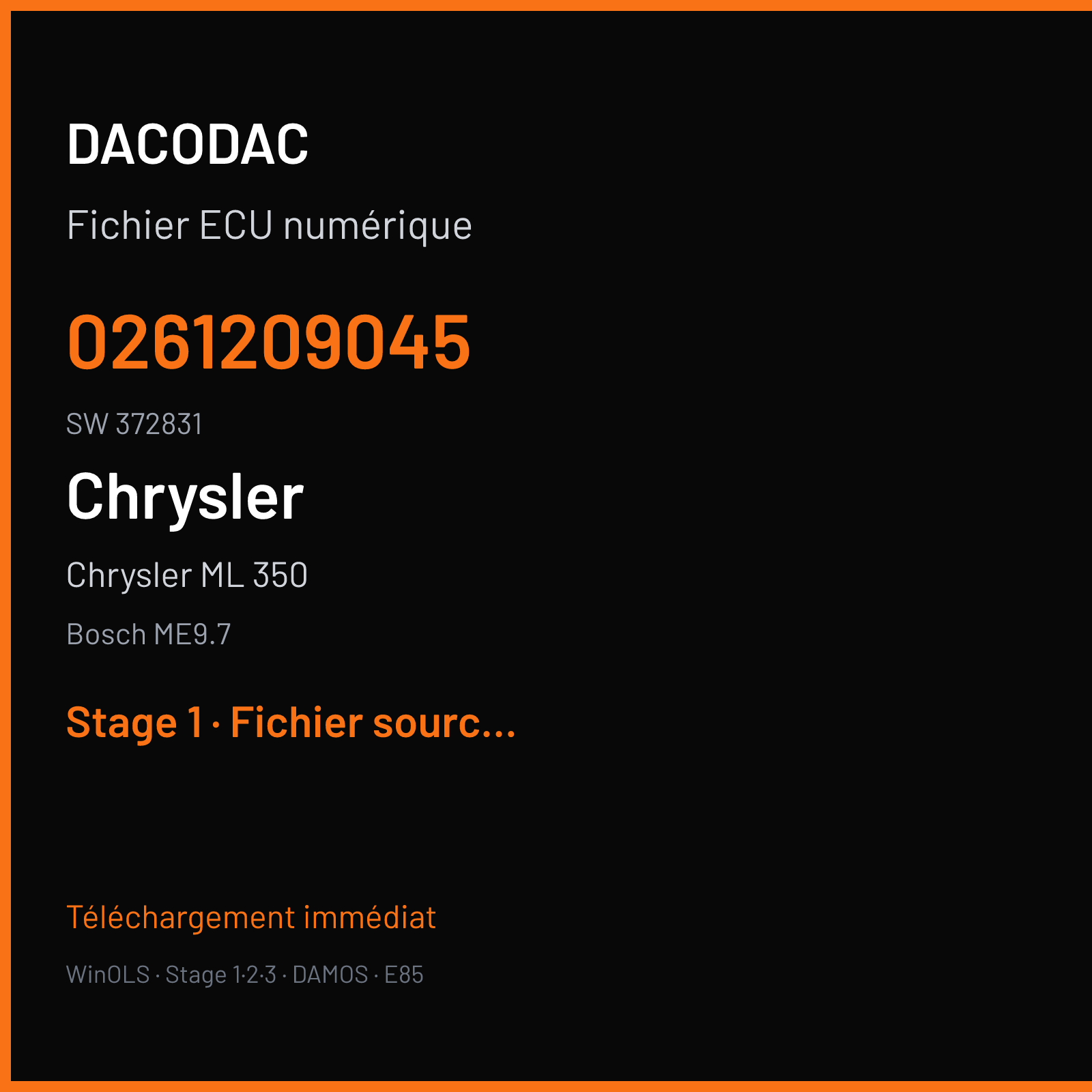 Chrysler ML 350 272 ch (2005) — Bosch ME9.7 — 0261209045 · 372831 — Stage 1