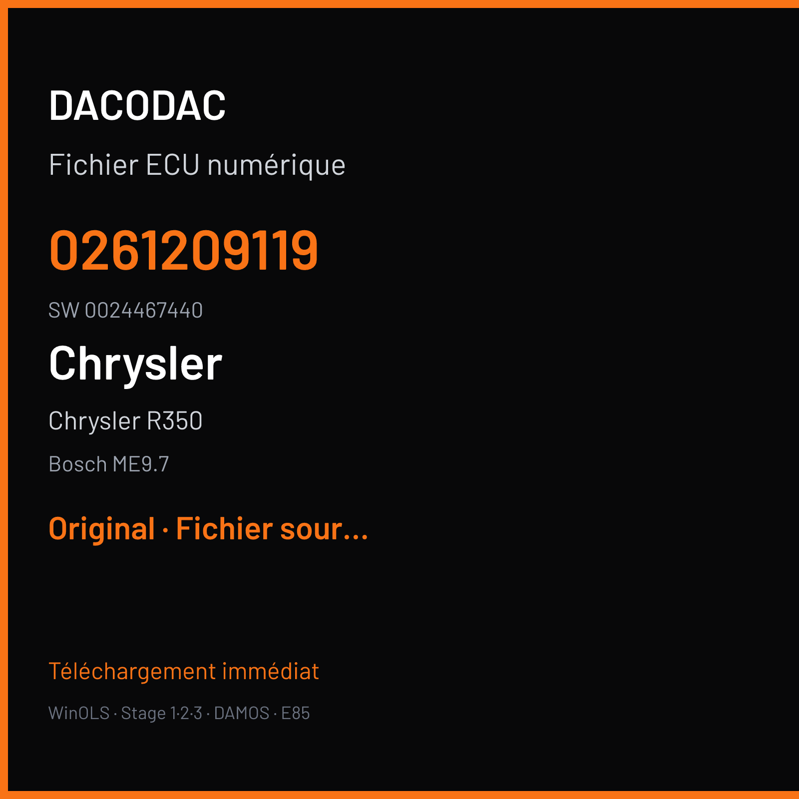 Chrysler R350 (2001) — Bosch ME9.7 — 0261209119 · 0024467440 · 378736 — Original