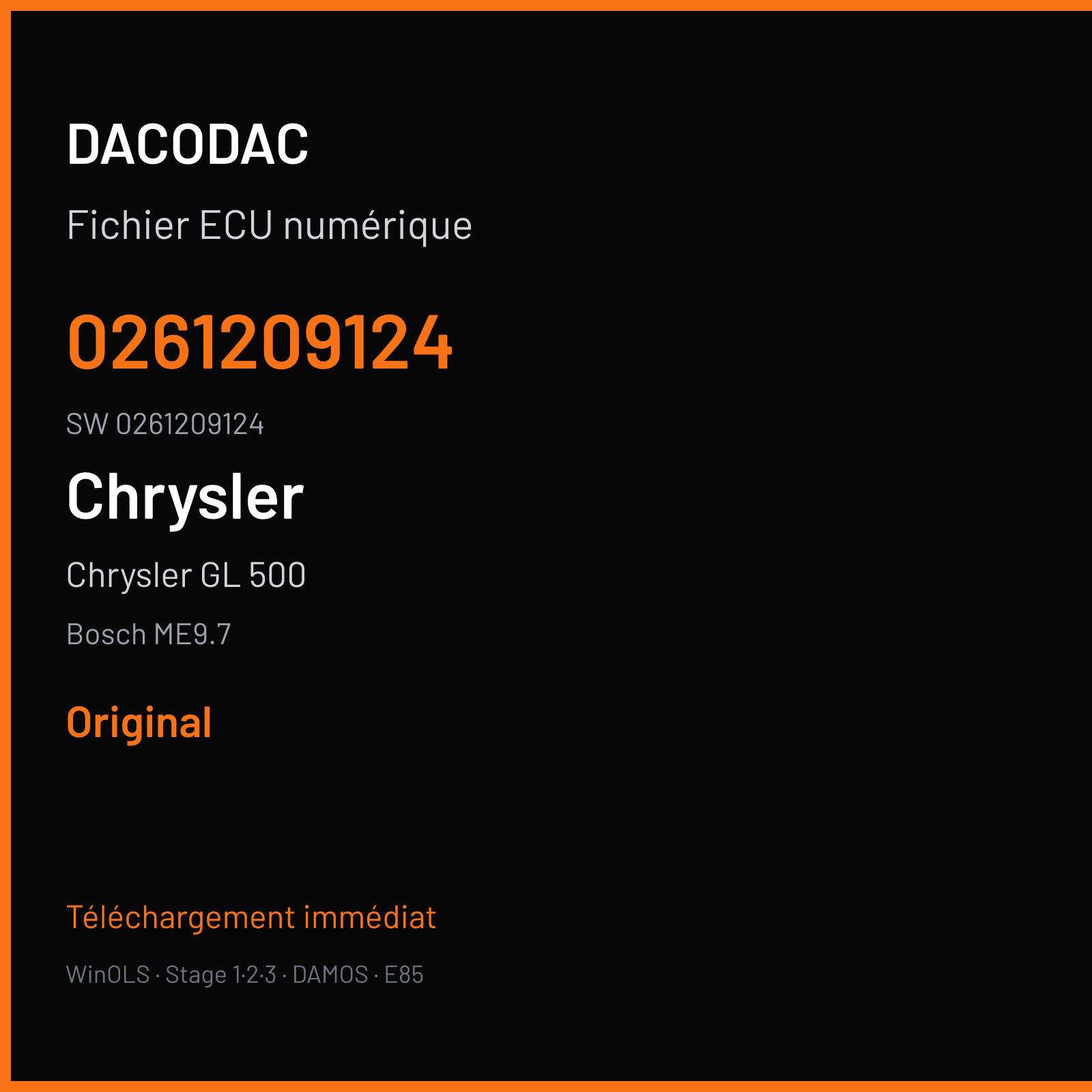 Chrysler GL 500 388 ch (2008) — Bosch ME9.7 — 0261209124 · 0261209124 · 395023 — Original