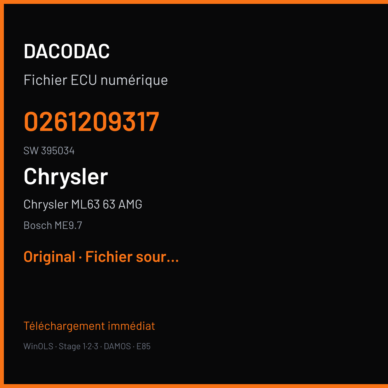Chrysler ML63 63 AMG 517 ch (2007) — Bosch ME9.7 — 0261209317 · 395034 — Original