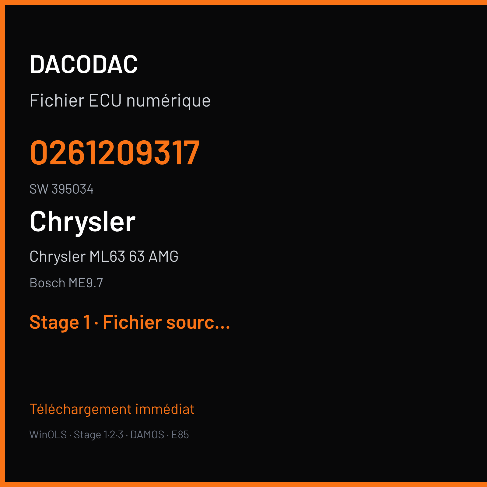 Chrysler ML63 63 AMG 517 ch (2007) — Bosch ME9.7 — 0261209317 · 395034 — Stage 1