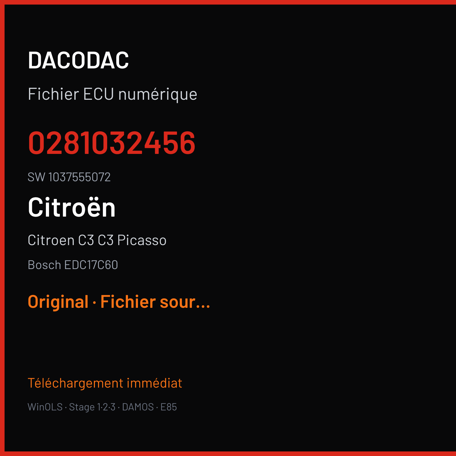 Citroen C3 C3 Picasso (2017) — Bosch EDC17C60 — 0281032456 · 1037555072 — Original