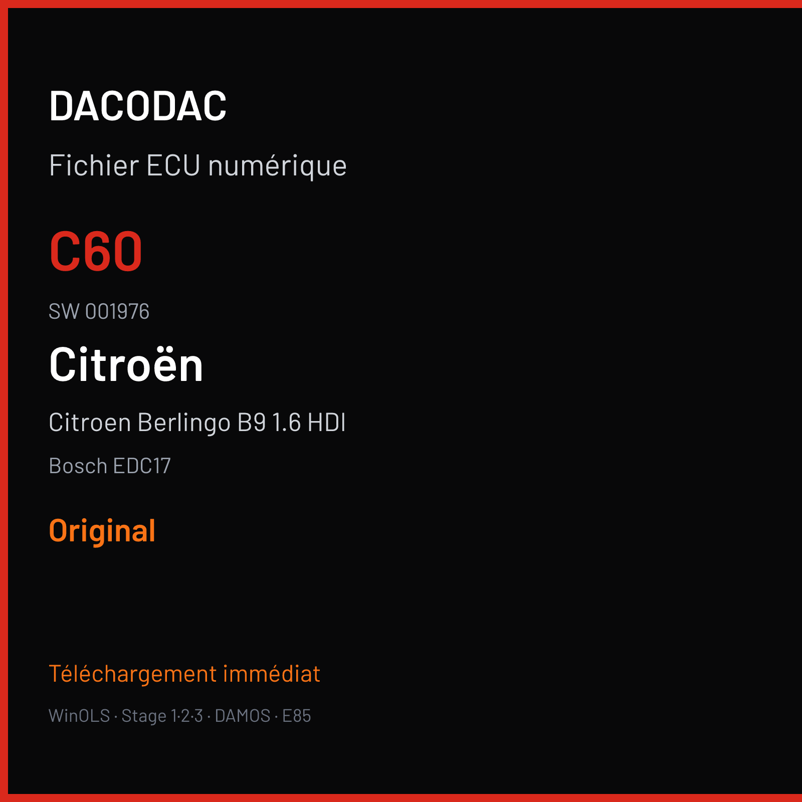 Citroen Berlingo B9 1.6 HDI (2015) — Bosch EDC17 — C60 · 001976 — Original