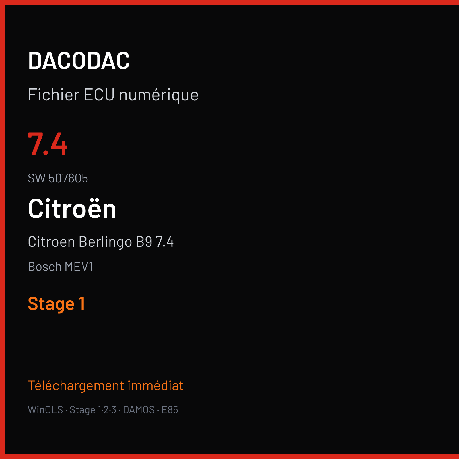 Citroen Berlingo B9 7.4 — Bosch MEV1 — 7.4 · 507805 — Stage 1