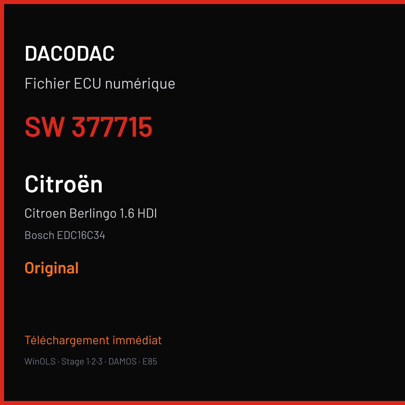 Citroen Berlingo 1.6 HDI (2005) — Bosch EDC16C34 — 377715 — Original