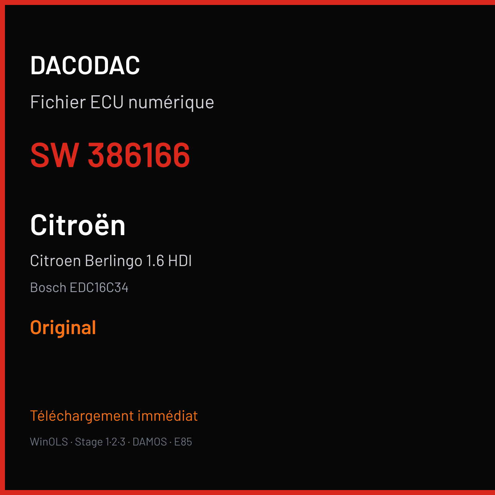Citroen Berlingo 1.6 HDI (2010) — Bosch EDC16C34 — 386166 — Original