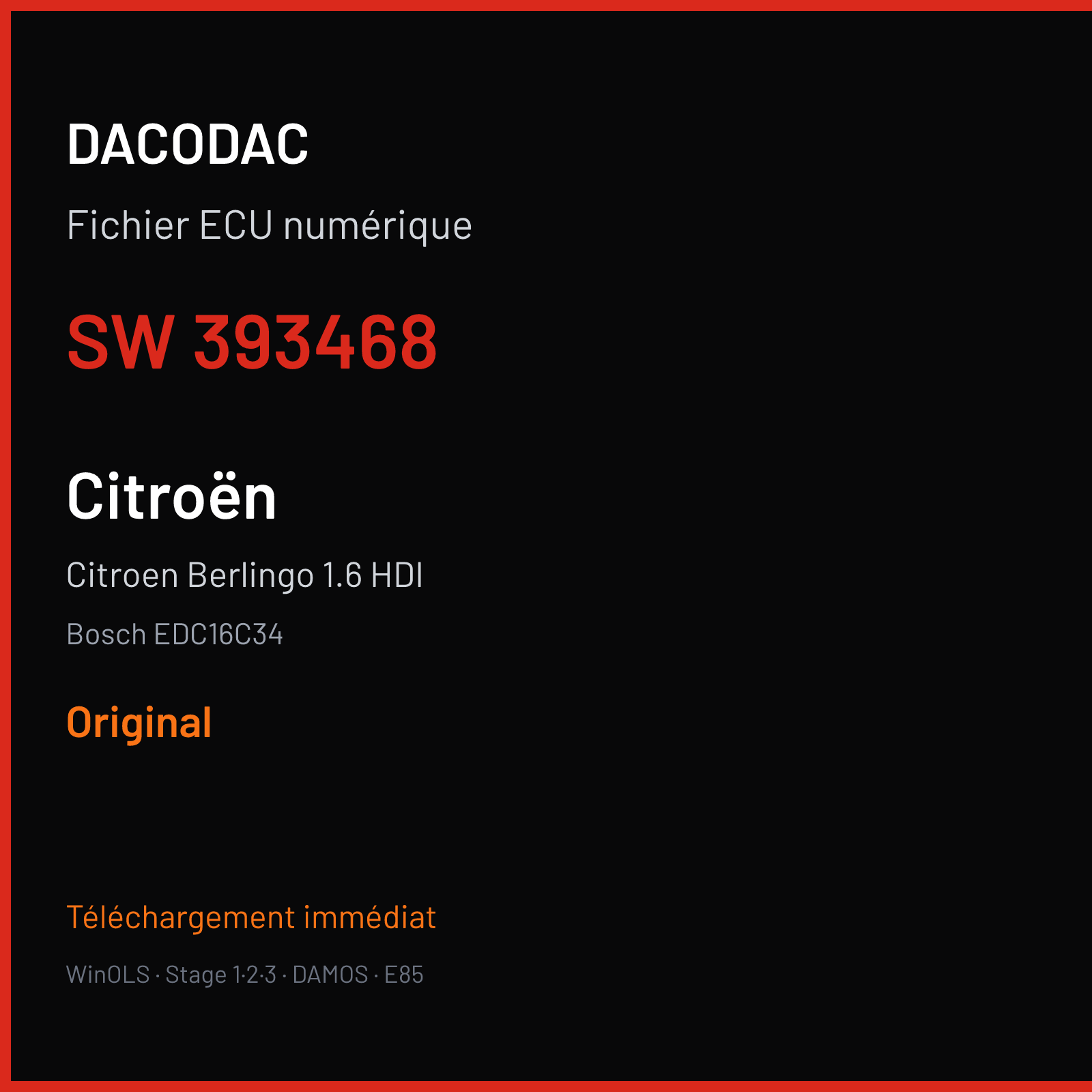 Citroen Berlingo 1.6 HDI (2009) — Bosch EDC16C34 — 393468 — Original