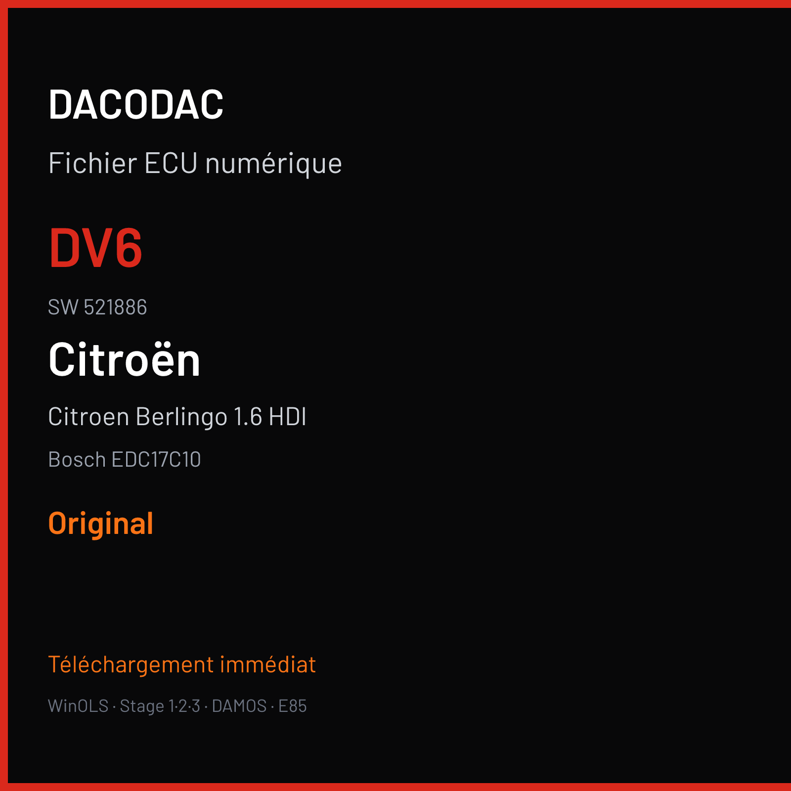 Citroen Berlingo 1.6 HDI (2008) — Bosch EDC17C10 — DV6 · 521886 — Original