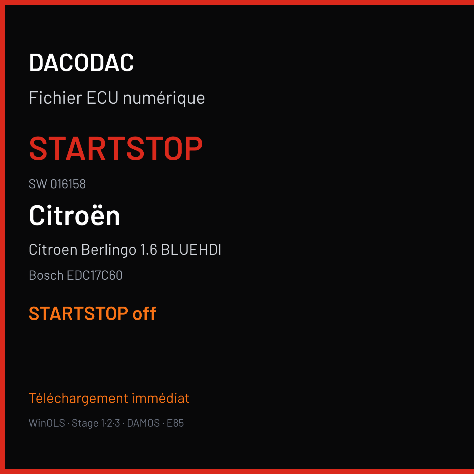 Citroen Berlingo 1.6 BLUEHDI (2015) — Bosch EDC17C60 — 016158 — STARTSTOP off