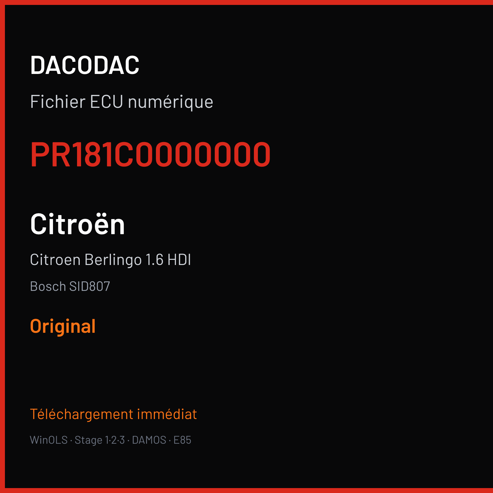 Citroen Berlingo 1.6 HDI (2013) — Bosch SID807 — PR181C0000000 — Original