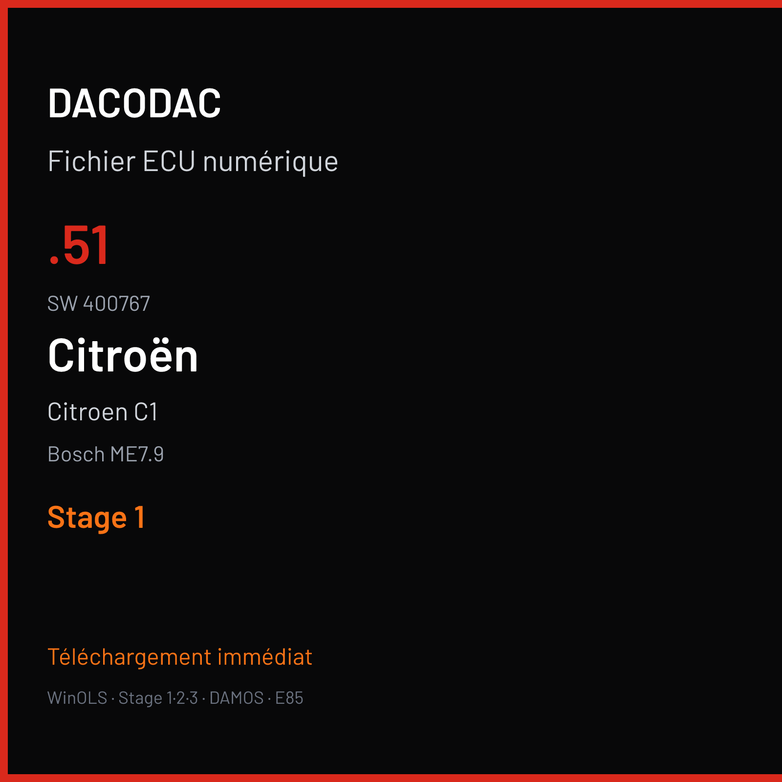 Citroen C1 (2009) — Bosch ME7.9 — .51 · 400767 — Stage 1