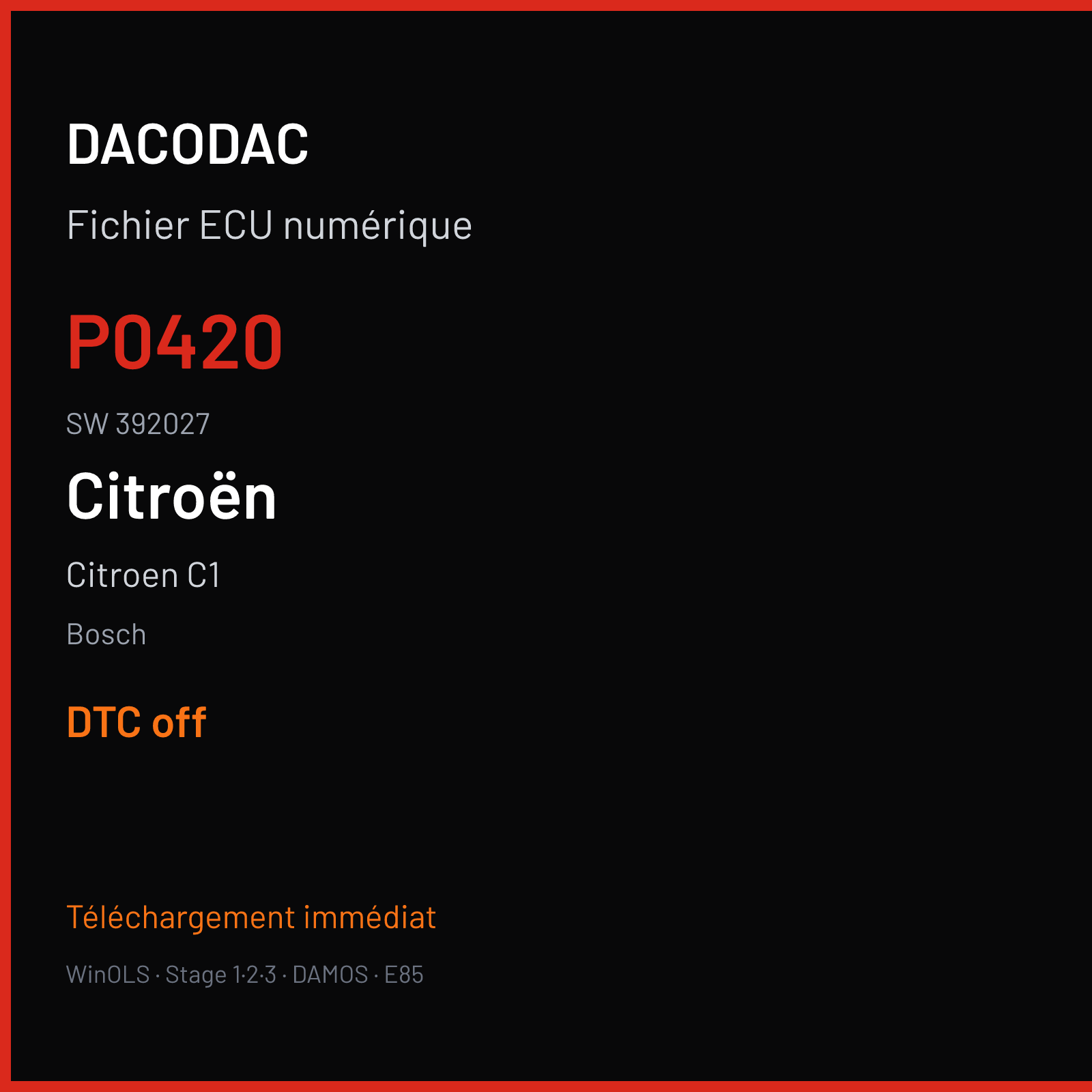 Citroen C1 (2009) — Bosch — P0420 · 392027 — DTC off