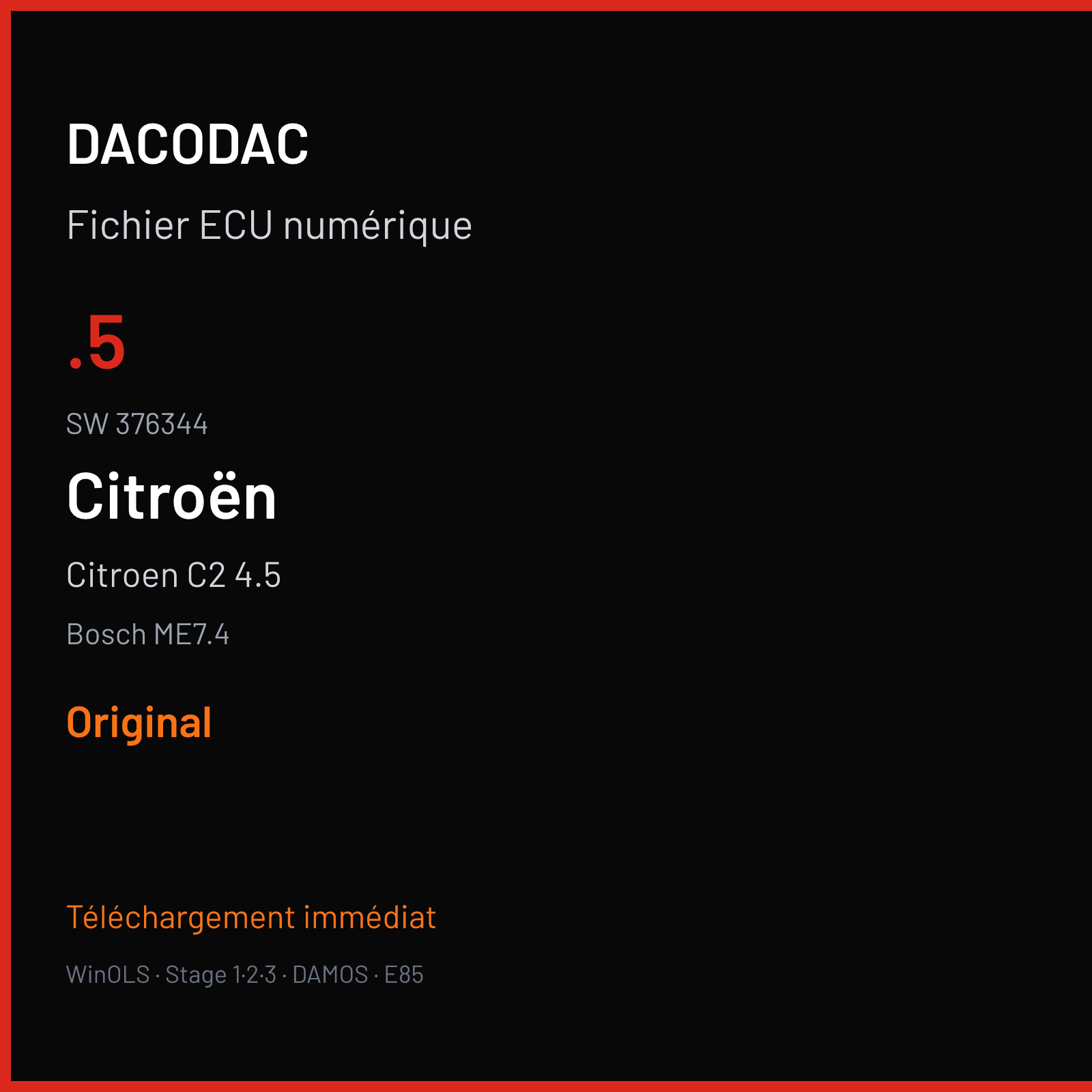 Citroen C2 4.5 (2006) — Bosch ME7.4 — .5 · 376344 — Original