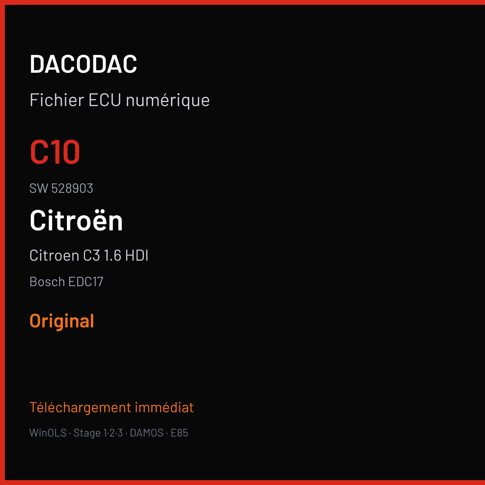 Citroen C3 1.6 HDI (2012) — Bosch EDC17 — C10 · 528903 — Original