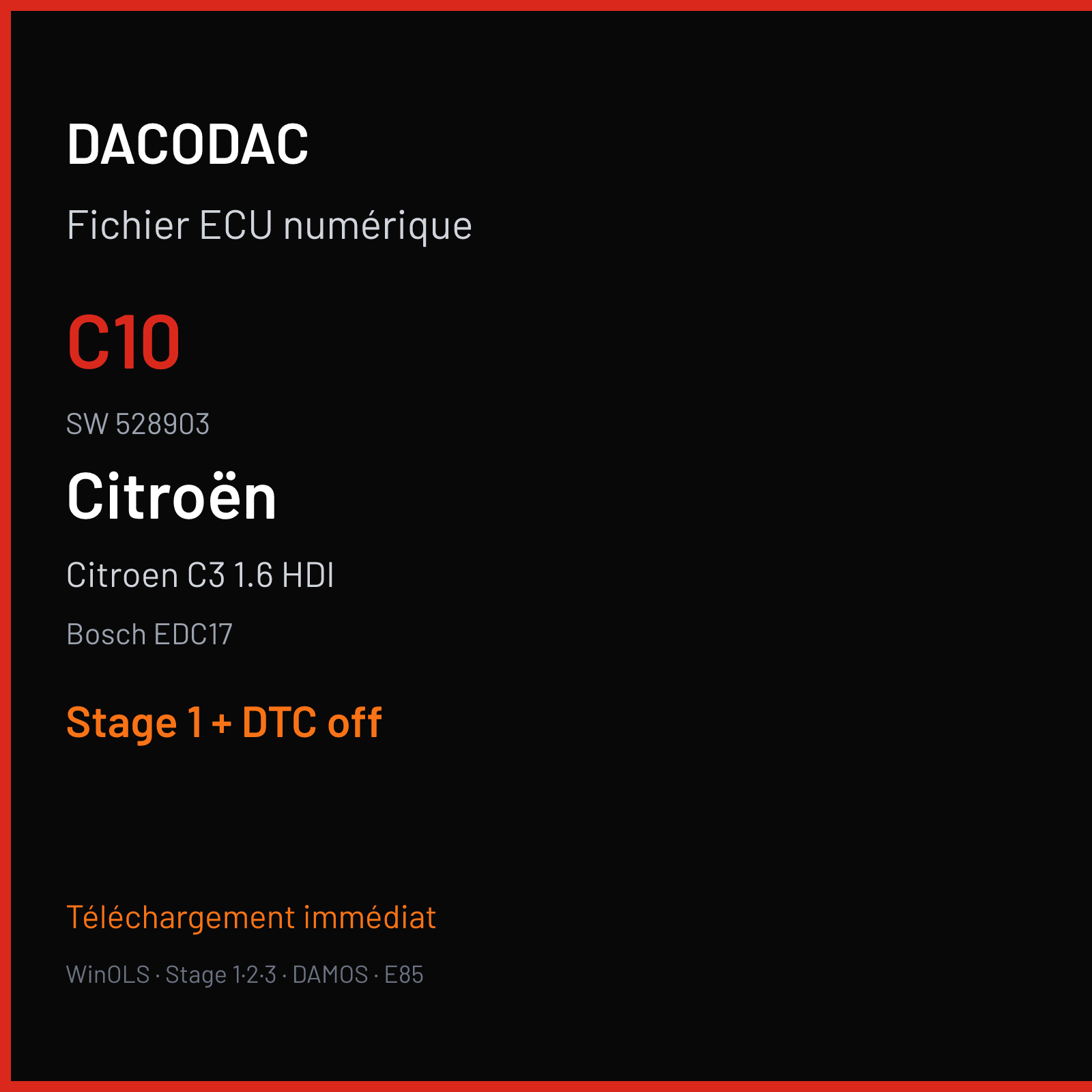 Citroen C3 1.6 HDI (2012) — Bosch EDC17 — C10 · 528903 — Stage 1 + DTC off