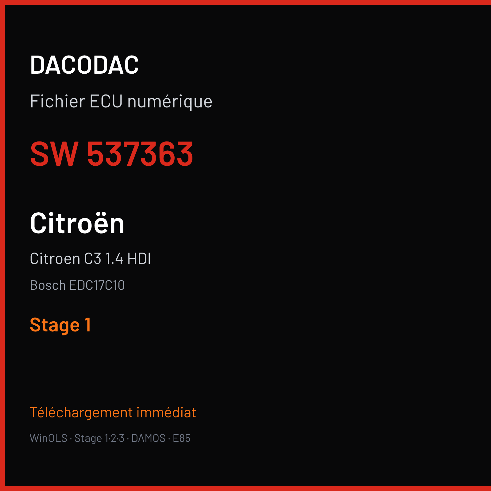 Citroen C3 1.4 HDI (2009) — Bosch EDC17C10 — 537363 — Stage 1