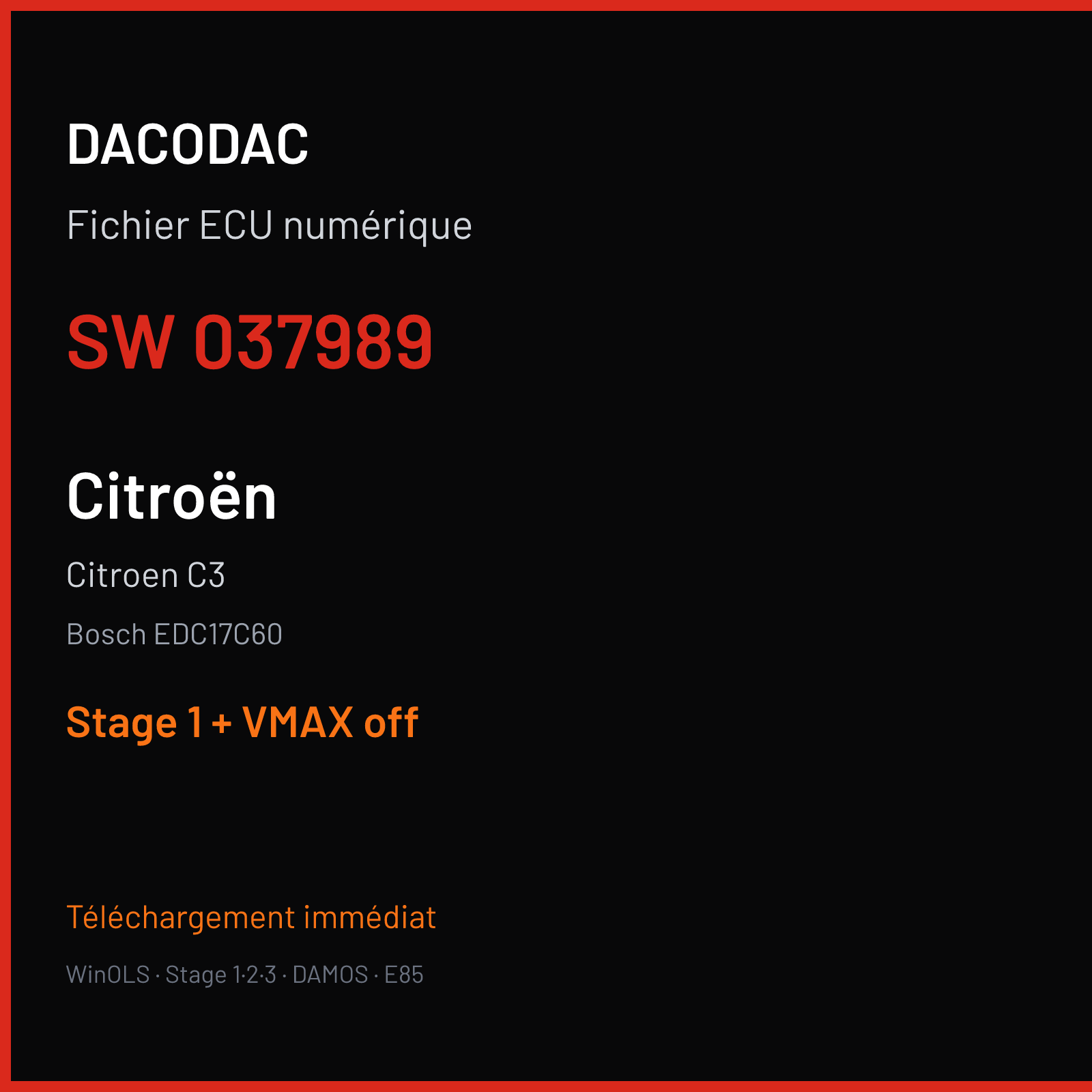 Citroen C3 — Bosch EDC17C60 — 037989 — Stage 1 + VMAX off