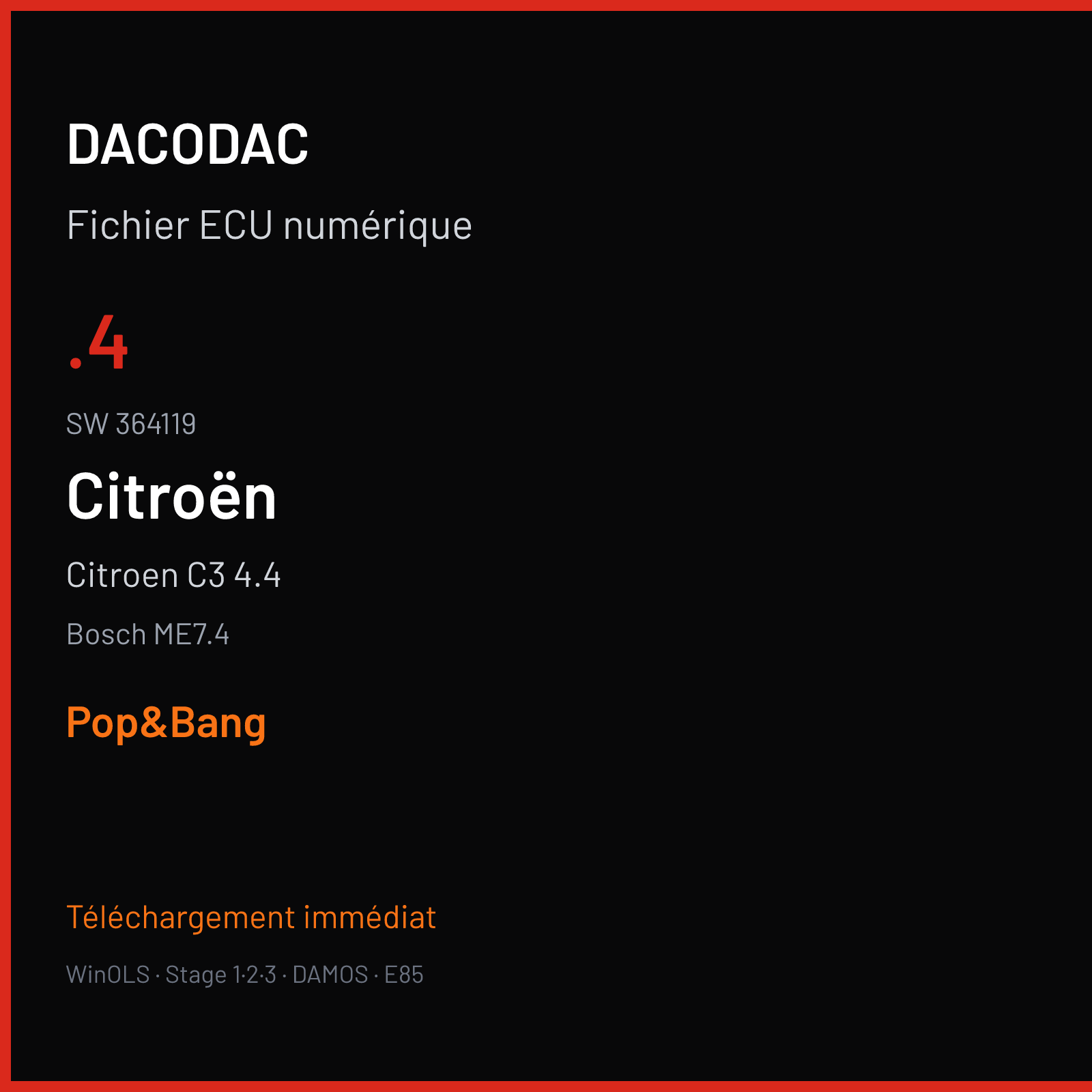 Citroen C3 4.4 (2003) — Bosch ME7.4 — .4 · 364119 — Pop&Bang