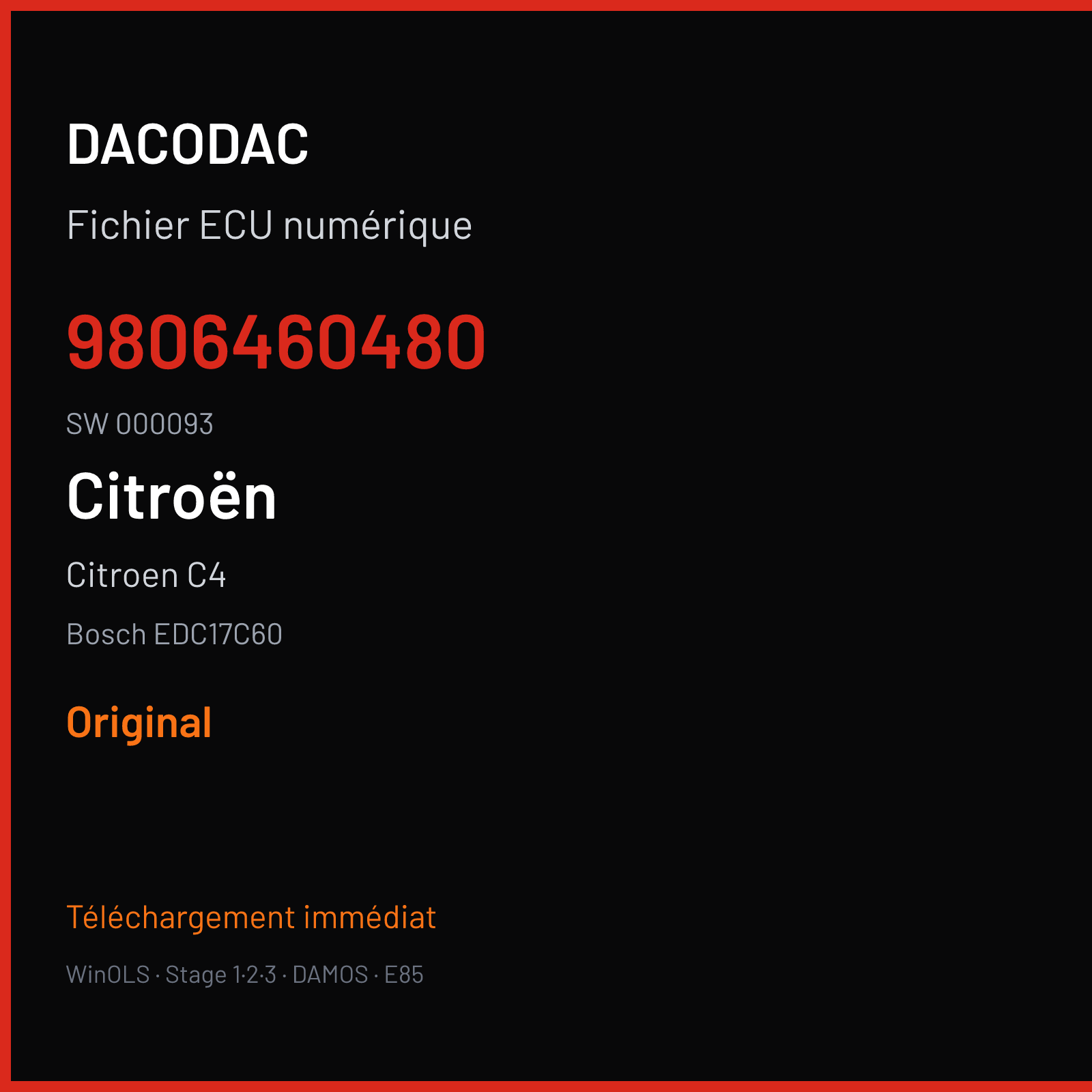 Citroen C4 (2015) — Bosch EDC17C60 — 9806460480 · 000093 — Original
