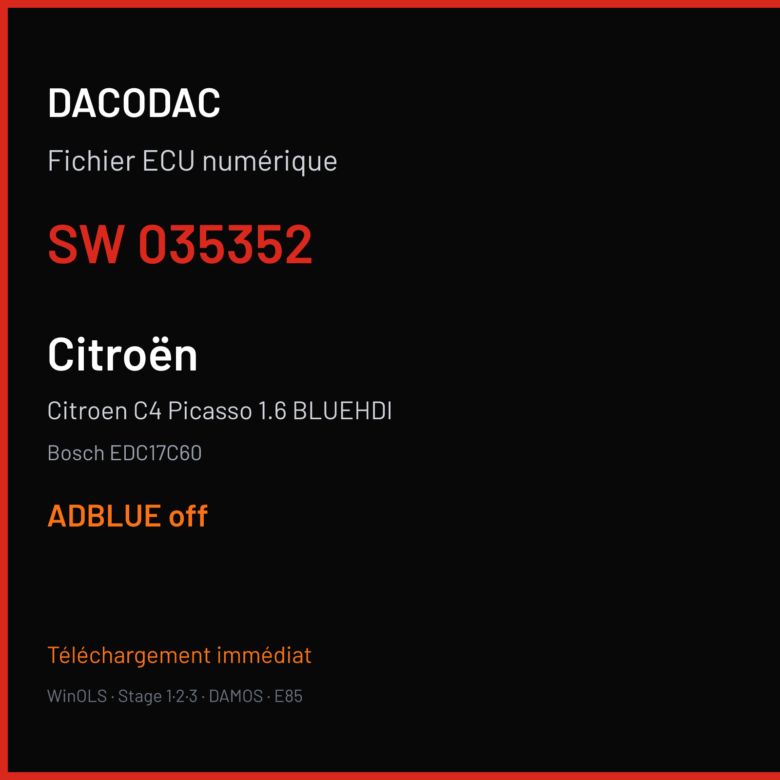 Citroen C4 Picasso 1.6 BLUEHDI (2015) — Bosch EDC17C60 — 035352 — ADBLUE off