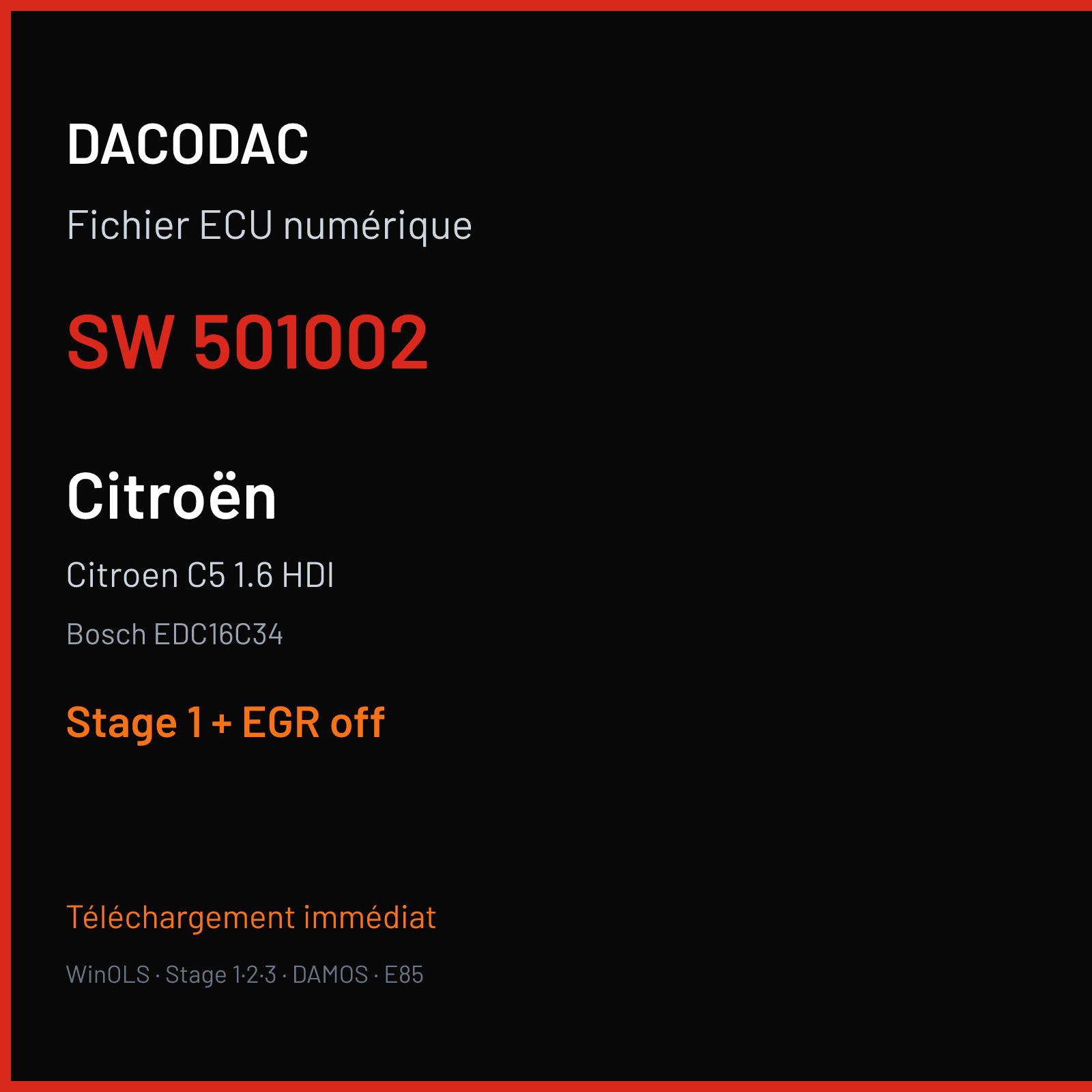 Citroen C5 1.6 HDI (2009) — Bosch EDC16C34 — 501002 — Stage 1 + EGR off
