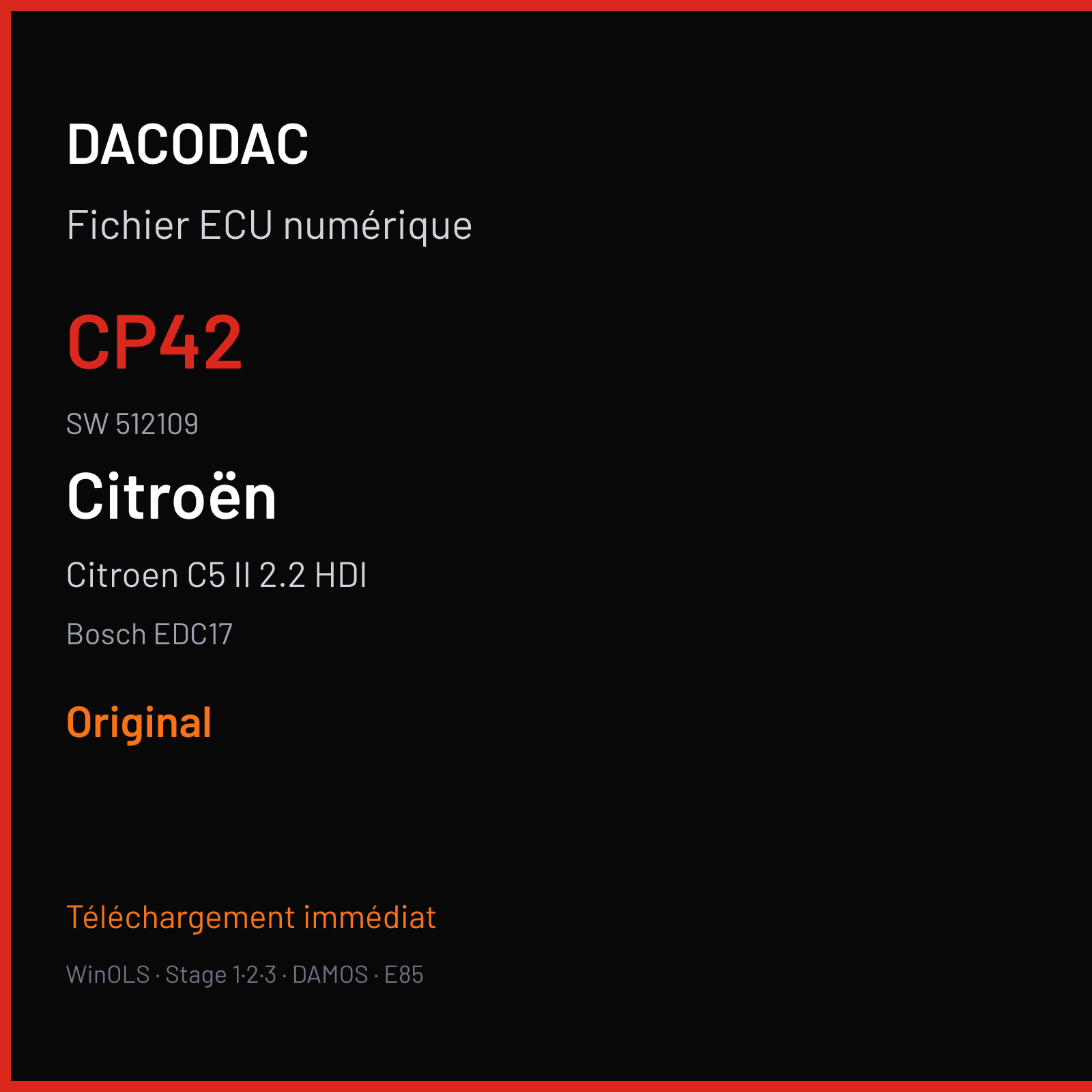 Citroen C5 II 2.2 HDI (2012) — Bosch EDC17 — CP42 · 512109 — Original