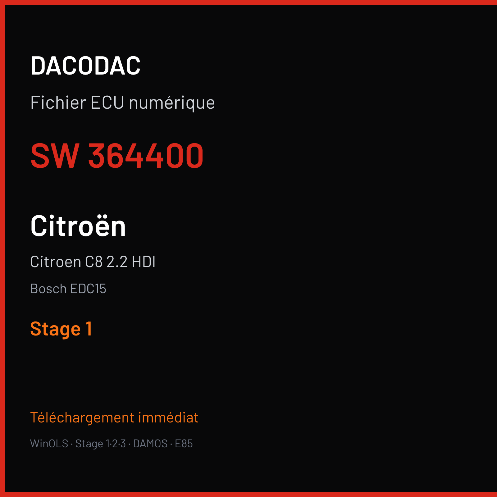Citroen C8 2.2 HDI (2002) — Bosch EDC15 — 364400 — Stage 1