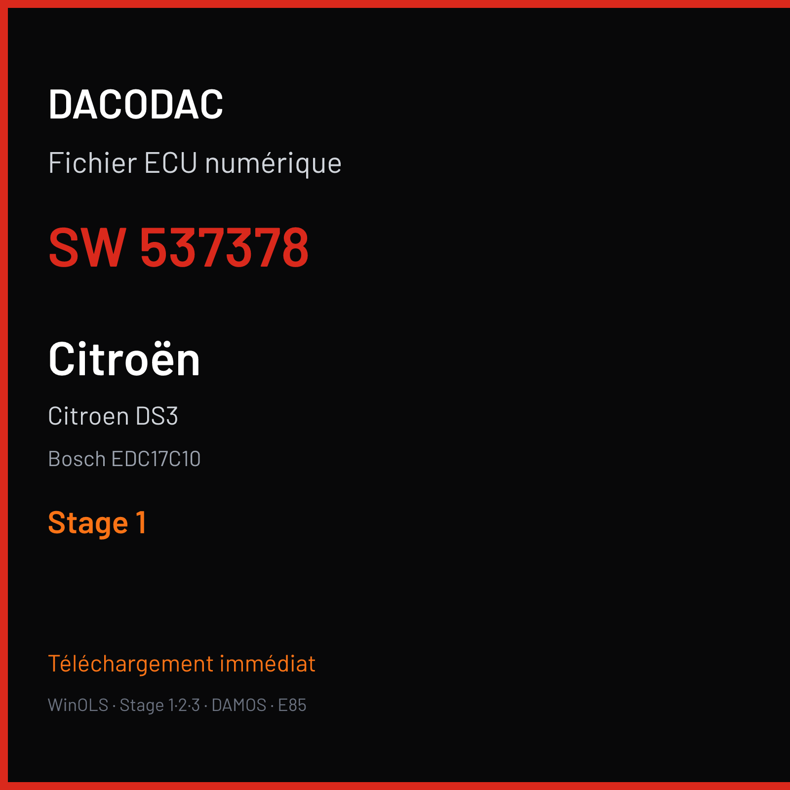Citroen DS3 (2013) — Bosch EDC17C10 — 537378 — Stage 1