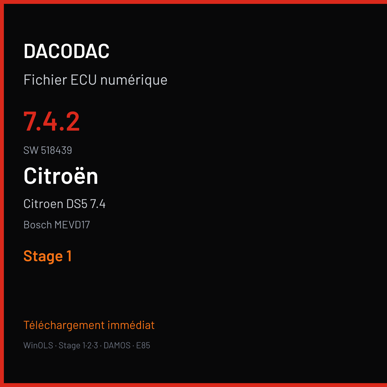 Citroen DS5 7.4 (2012) — Bosch MEVD17 — 7.4.2 · 518439 — Stage 1