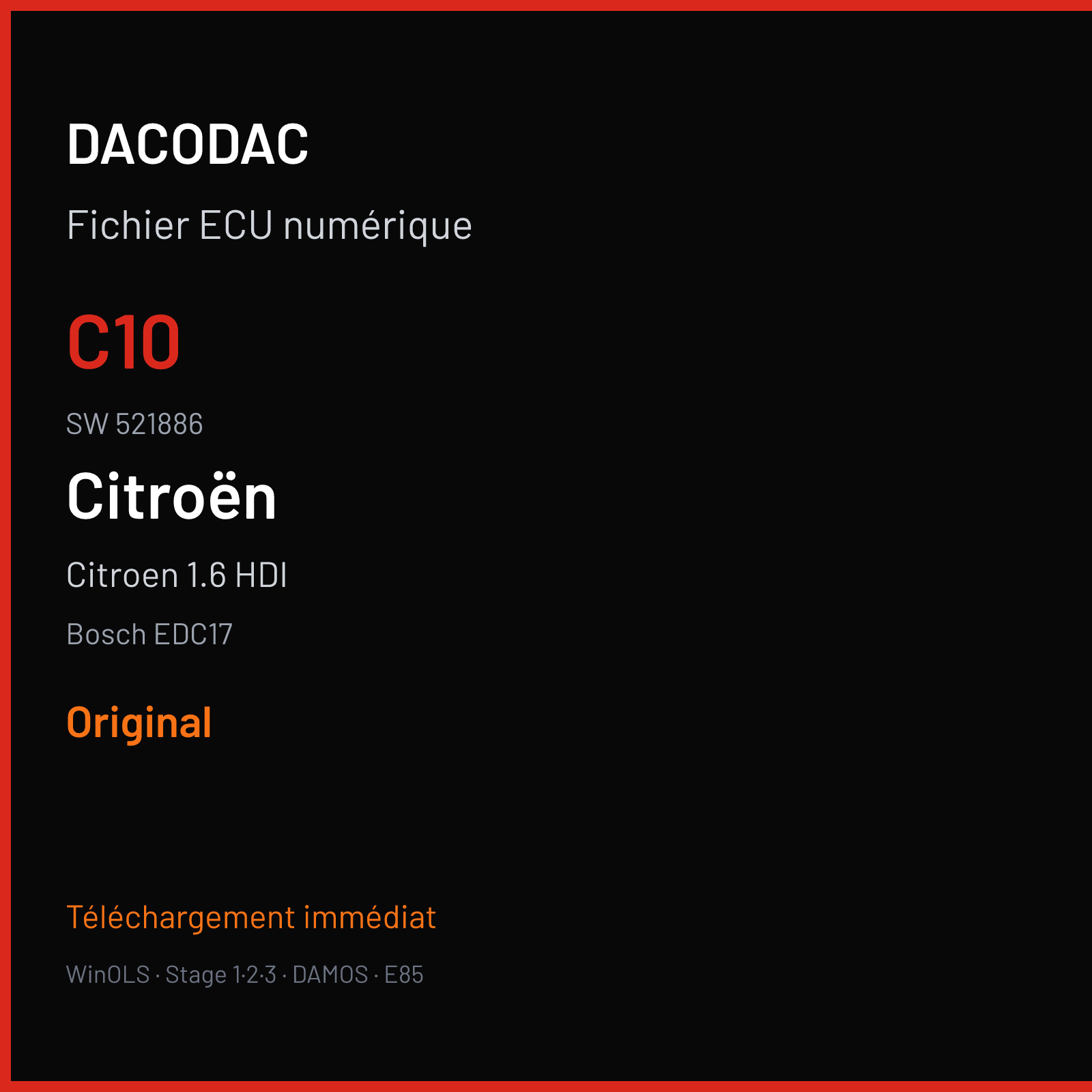 Citroen 1.6 HDI (2012) — Bosch EDC17 — C10 · 521886 — Original