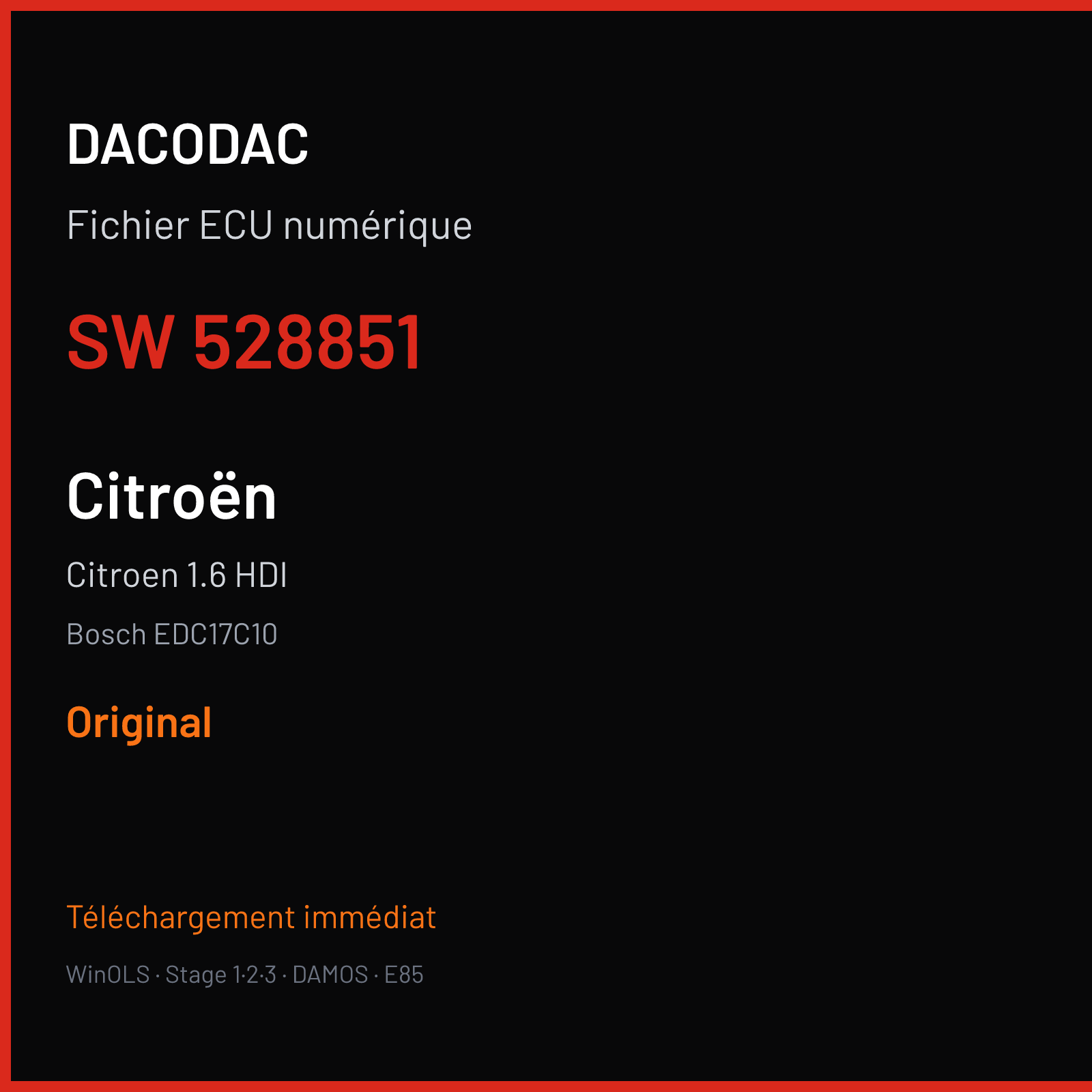 Citroen 1.6 HDI (2013) — Bosch EDC17C10 — 528851 — Original