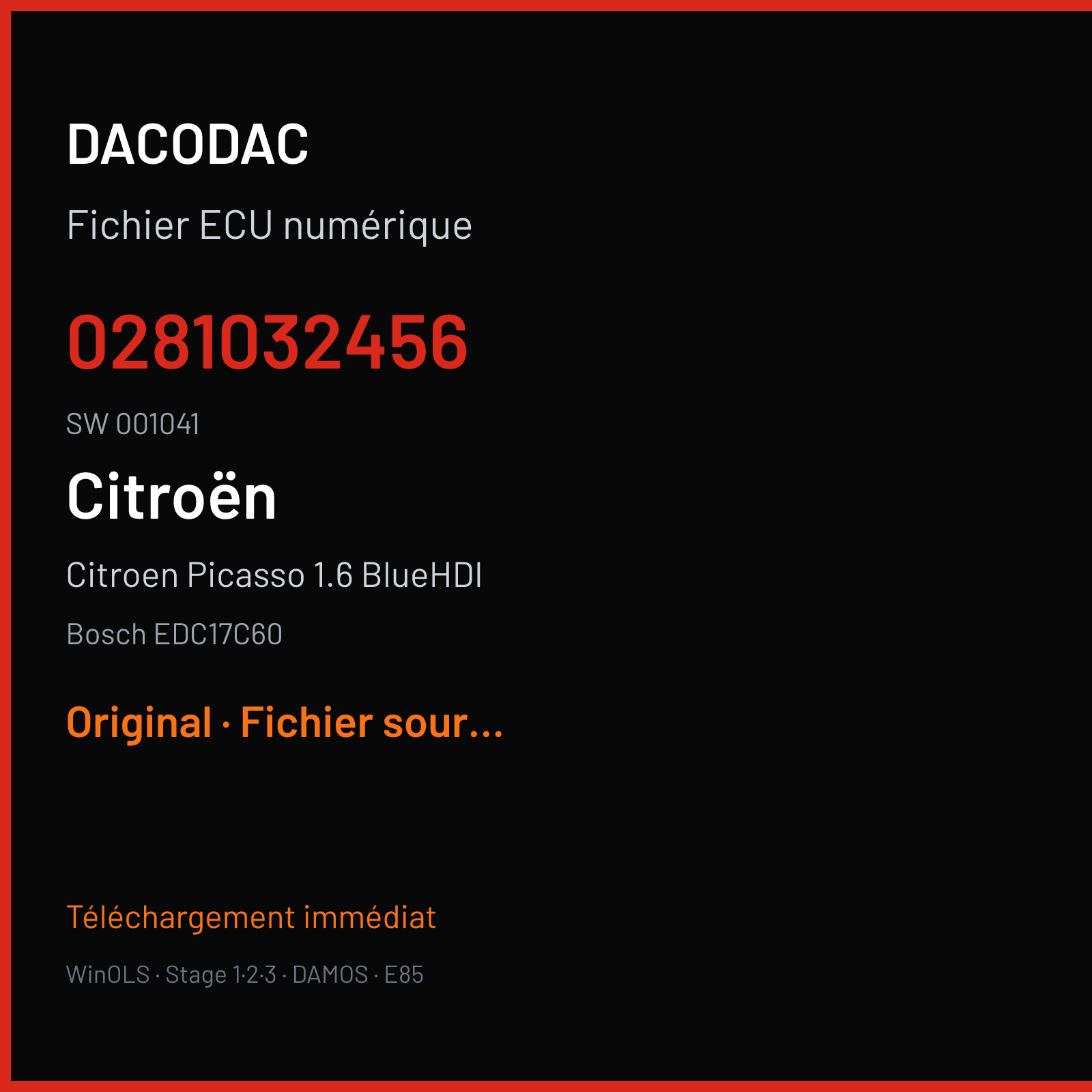 Citroen Picasso 1.6 BlueHDI (2017) — Bosch EDC17C60 — 0281032456 · 001041 — Original