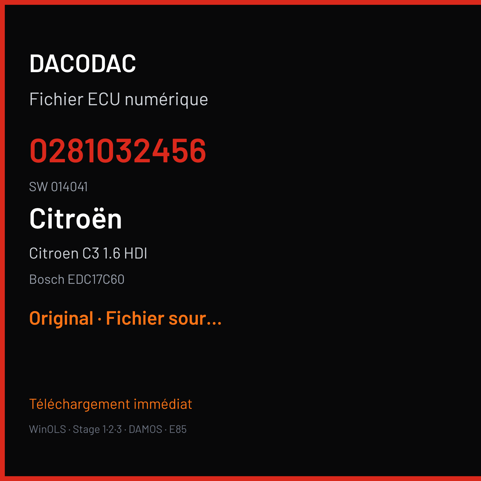 Citroen C3 1.6 HDI (2018) — Bosch EDC17C60 — 0281032456 · 014041 — Original