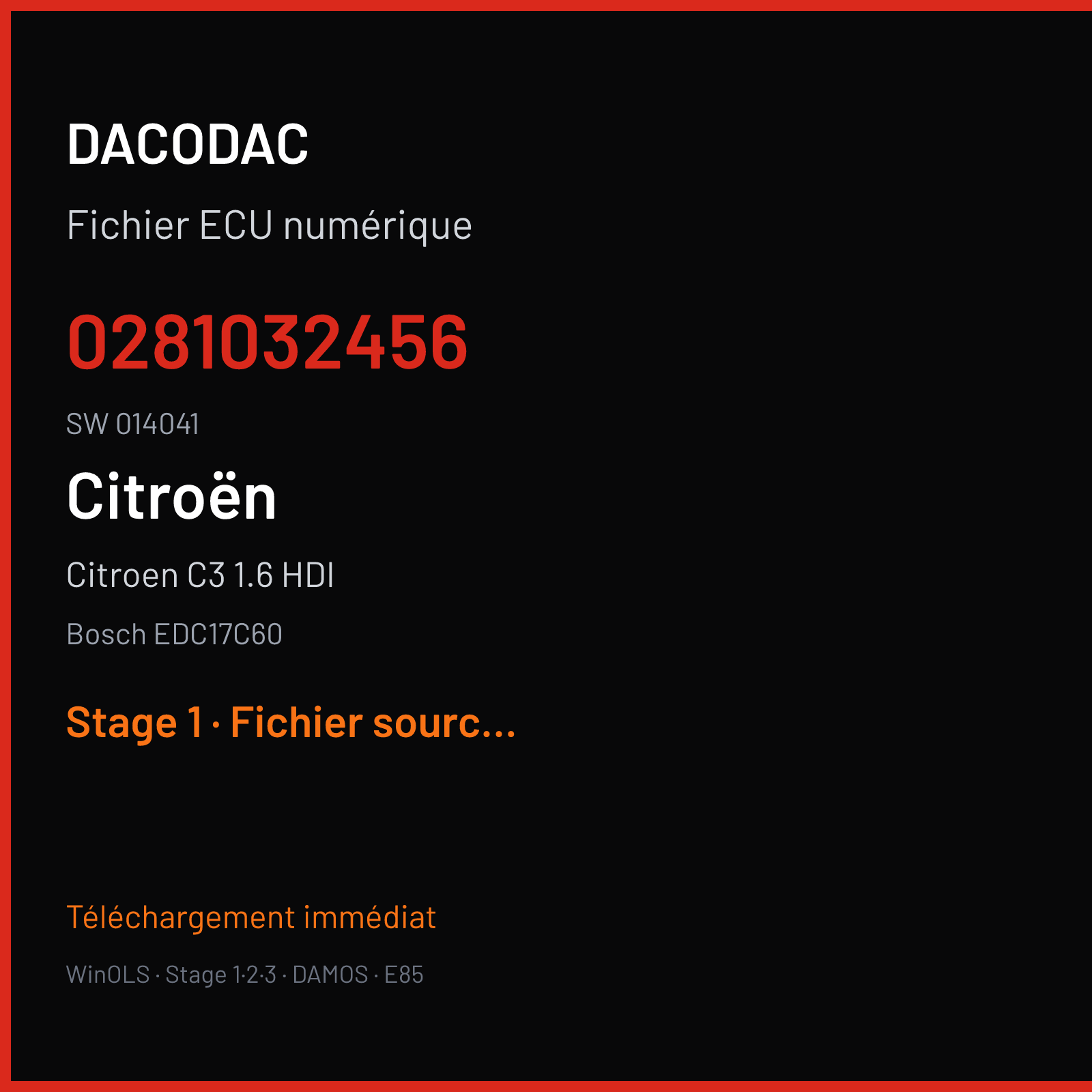 Citroen C3 1.6 HDI (2018) — Bosch EDC17C60 — 0281032456 · 014041 — Stage 1