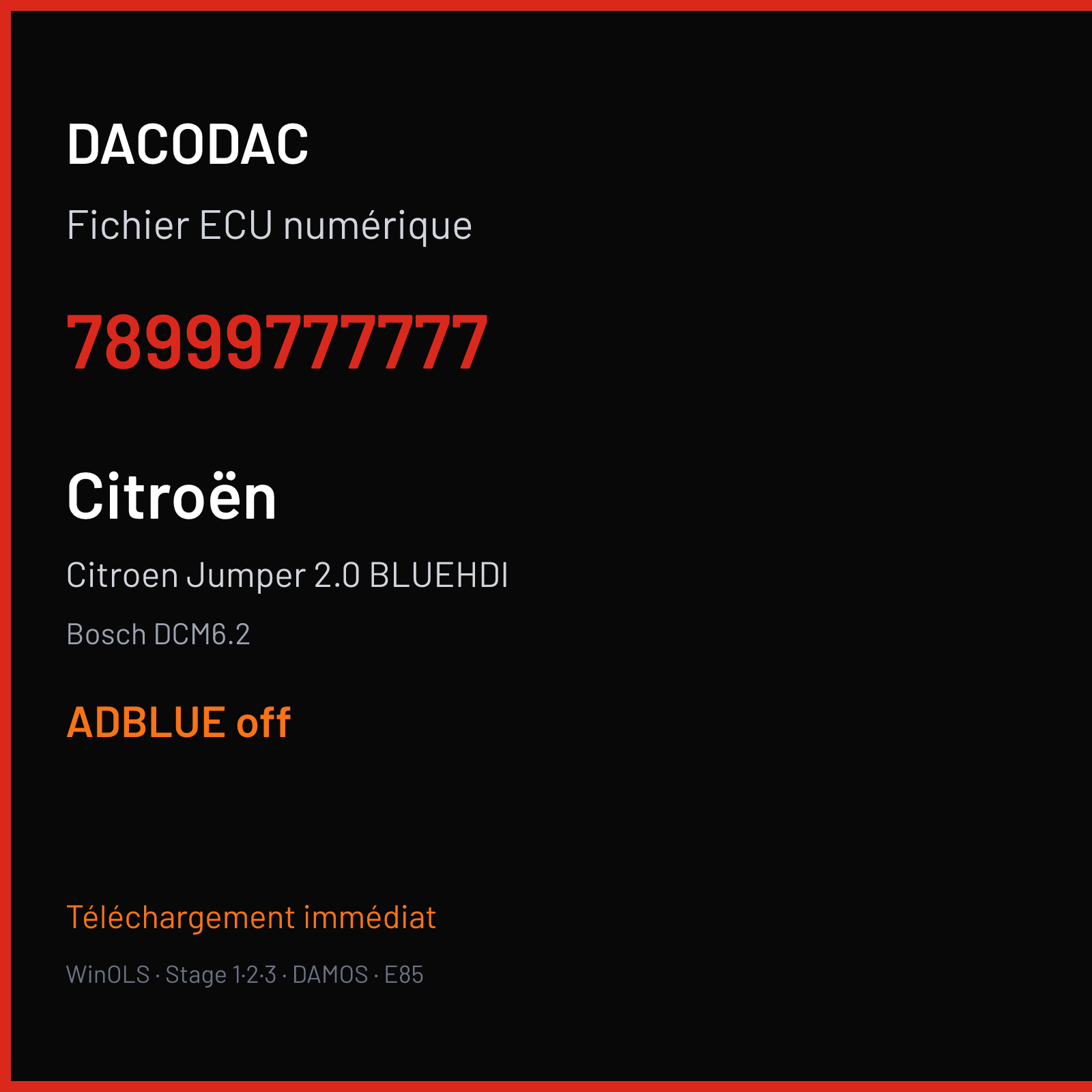 Citroen Jumper 2.0 BLUEHDI (2018) — Bosch DCM6.2 — 78999777777 — ADBLUE off